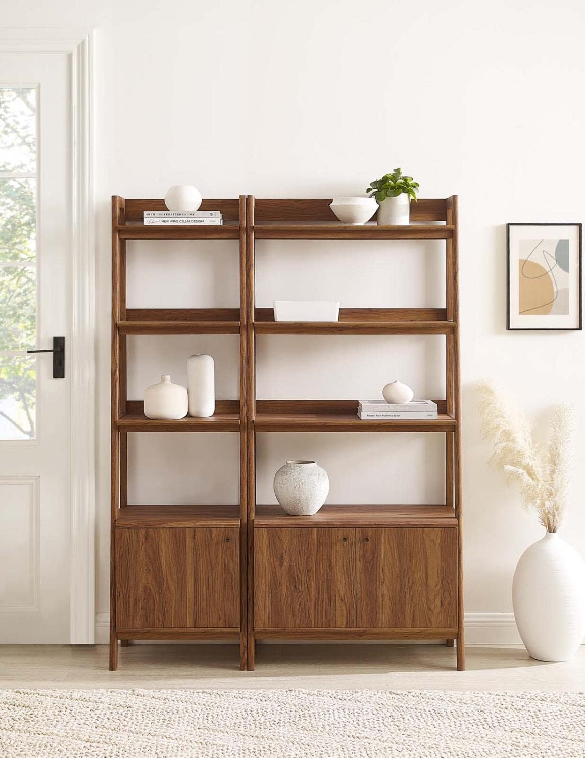 Amazon.com: Modway Bookshelf Display Cases in Walnut - Set of 2
