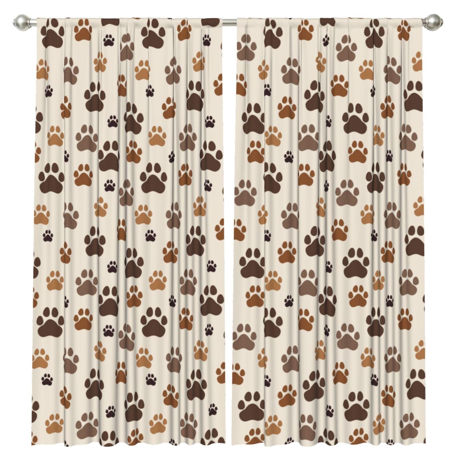 InOmak Dog Paw Print, 2 Panels Window Curtains 52 x 84 Inch Blackout Curtains for Living Room Bedroom