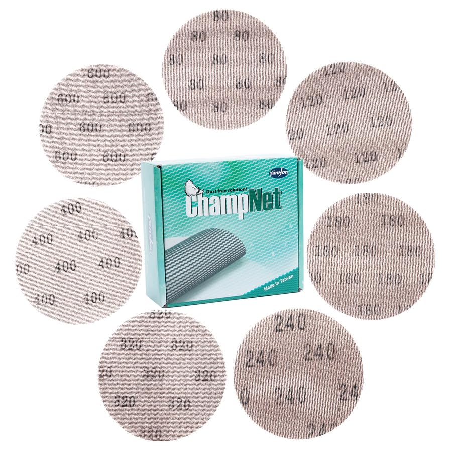 ChampNet Mesh 5 inch 6 inch Sanding Discs 35PCS Hook and Loop Sanding Discs, Dust-Free, Ideal for Metal, Wood, Composites, Stock Removal, and Fine