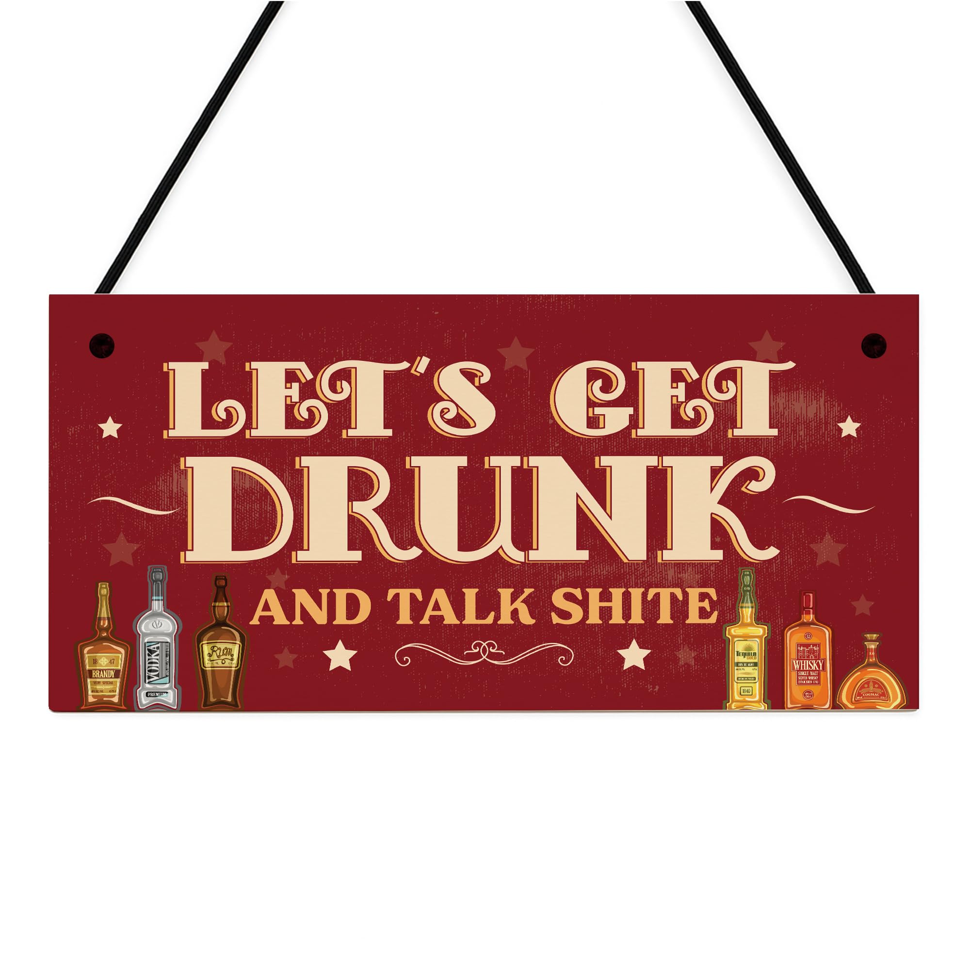 Red Ocean Funny Bar Sign For Man Cave Home Lets Get Drunk And Talk Shite Home Bar Sign Pub Hanging Plaque Garden Sign Vodka Gin Beer Sign Gift For Men Women