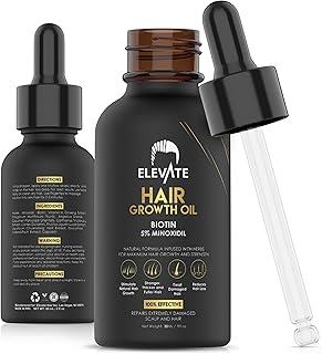 Hair Growth Oil - Biotin Serum & 5% Minoxidil Treatment for Stronger Thicker Longer Hair – Natural Hair Growth Thickening Treatment - Stop Thinning & Hair Loss for Men & Women 1oz