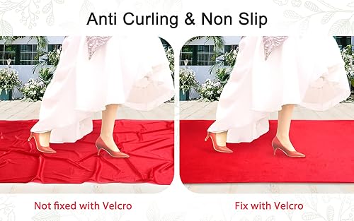 Miniatura 4 de QueenDream Alfombra de pasillo de terciopelo rojo de 4.5 x 20 pies para eventos de fiesta de cumpleaños