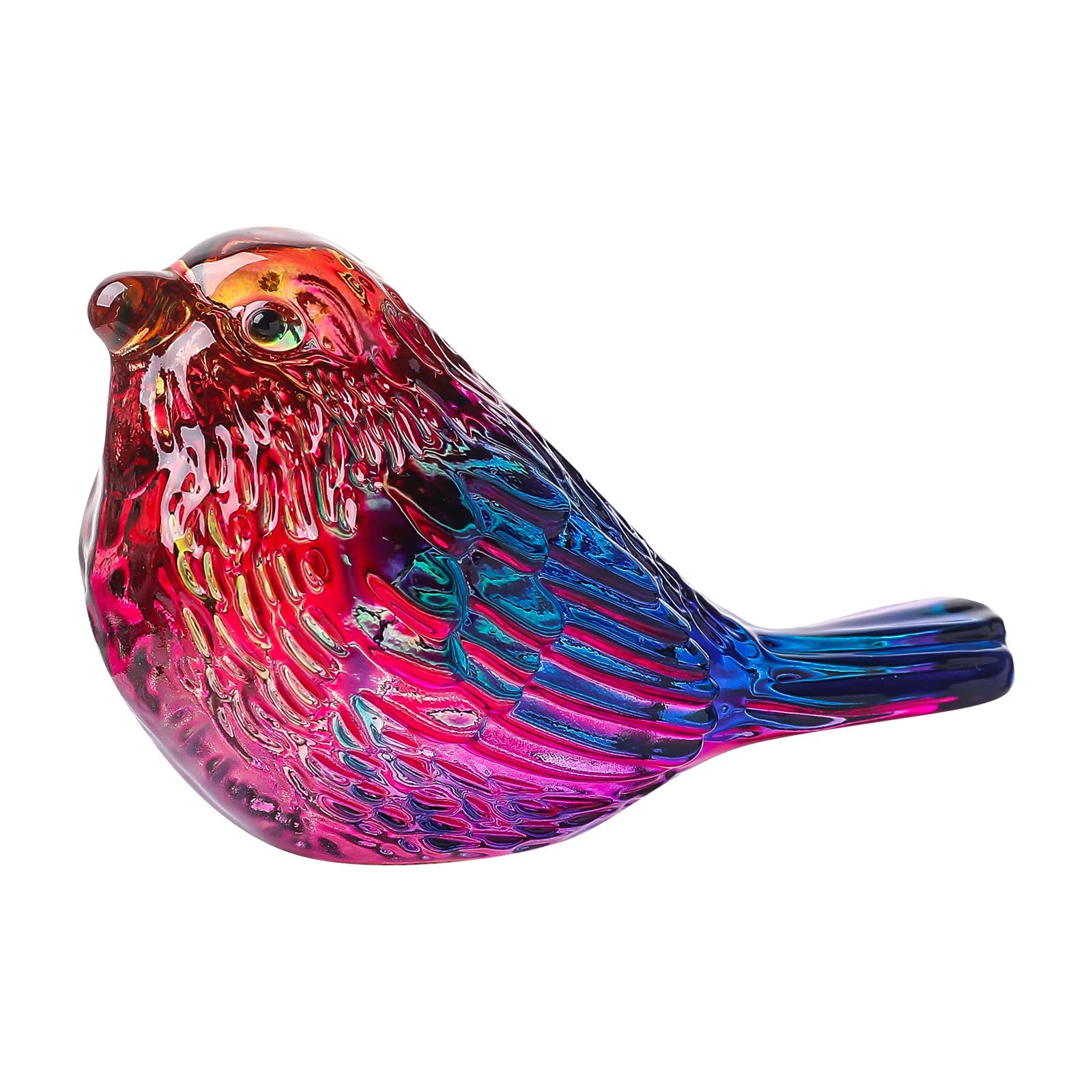 Avejjbaey Colorful Hand Blown Glass Bird Figurine Miniature Collectible Desk Decorative Glass Bird Decoration For Bird Lovers