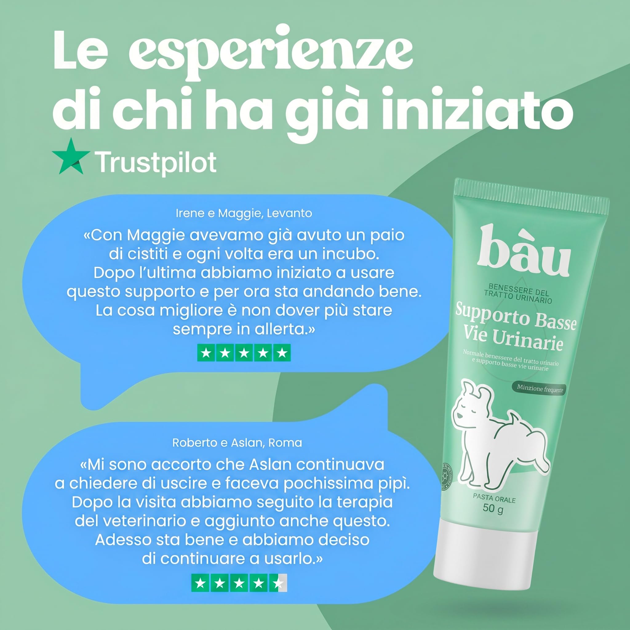 Bau Supporto Vie Urinarie per Cani in Pasta – Cistite Cane – Integratore per Vescica Cane con Pipì Frequente e Fastidio Urinario – Aiuto per Cistite Ricorrente e Minzione a Gocce