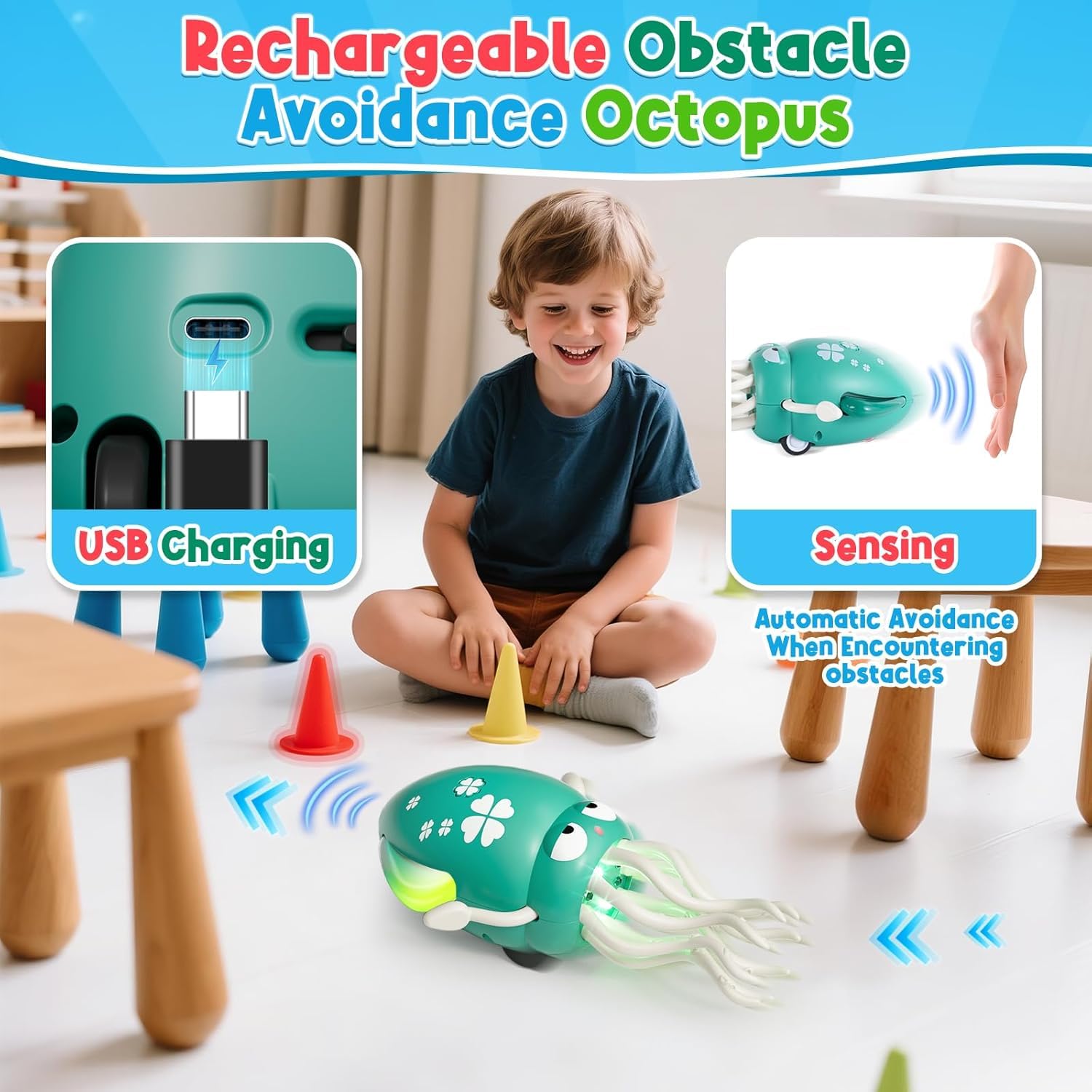 Magic Dancing Octopus Toy, Dancing Squid Toy, Electric Crawling Octopus with LED Lights & Music - Image 4