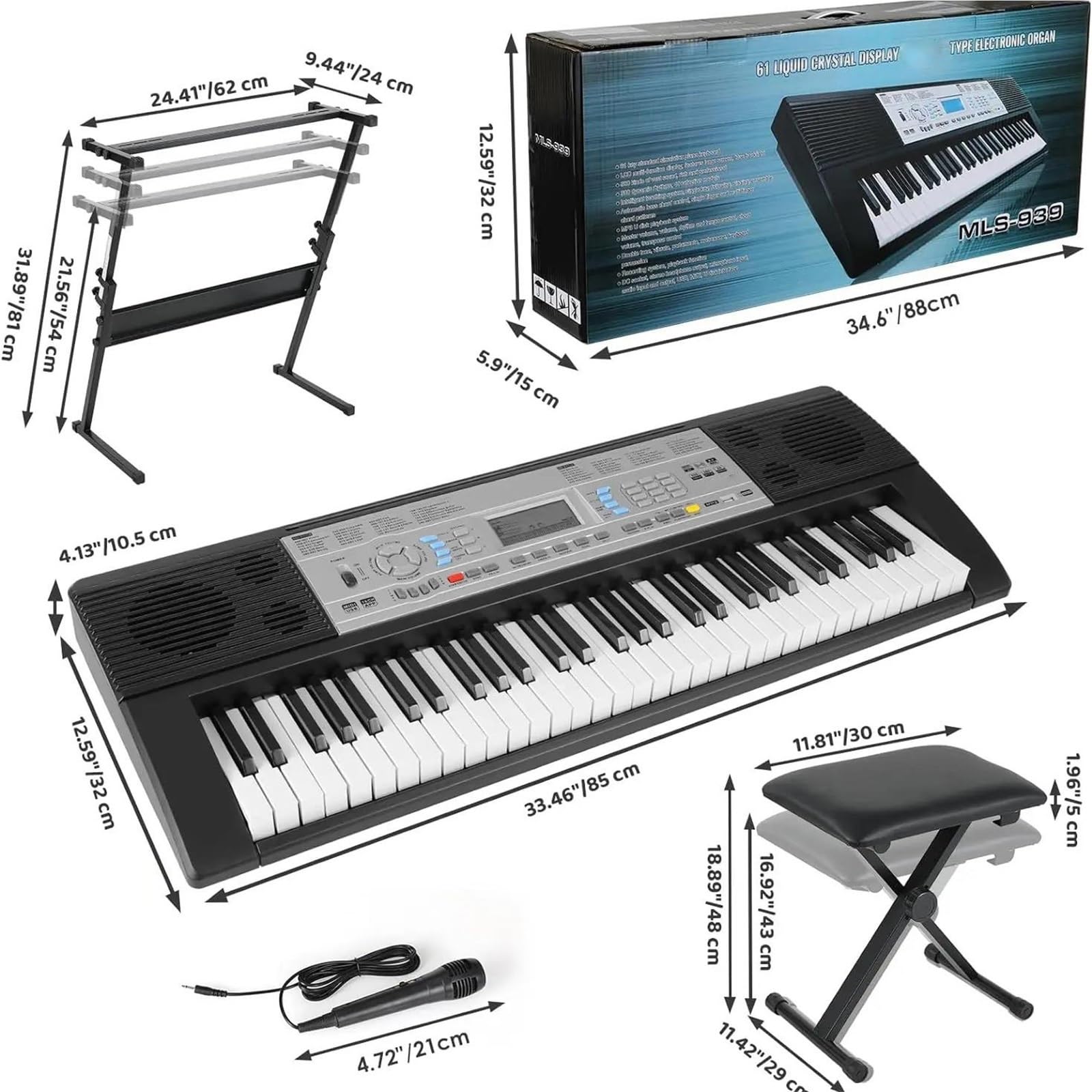 Elektroniczny Instrument Fortepianowy Zestaw Pianina Elektronicznego Z 61 Klawiszami Mikrofonem I Wbudowanymi Dwoma Głośnikami