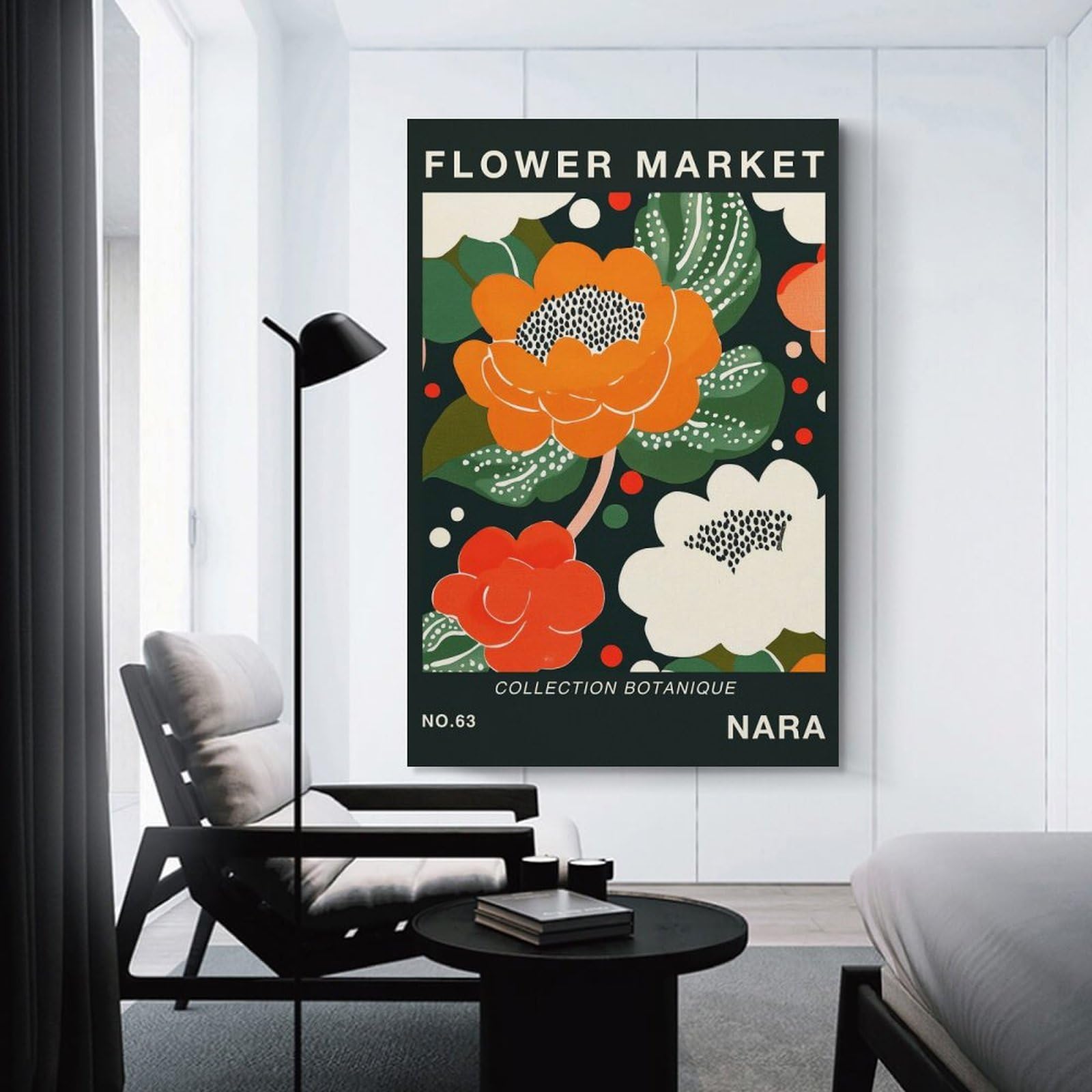 Junmoney Unframe-Style-3 Nara Japan Flower Market Botanical Travel Poster Wall Decor Canvas Print, 12X18inch(30X45cm), For Lounge, Bedroom Or Personal Spaces, Thoughtful Wall Decor For Art Lovers
