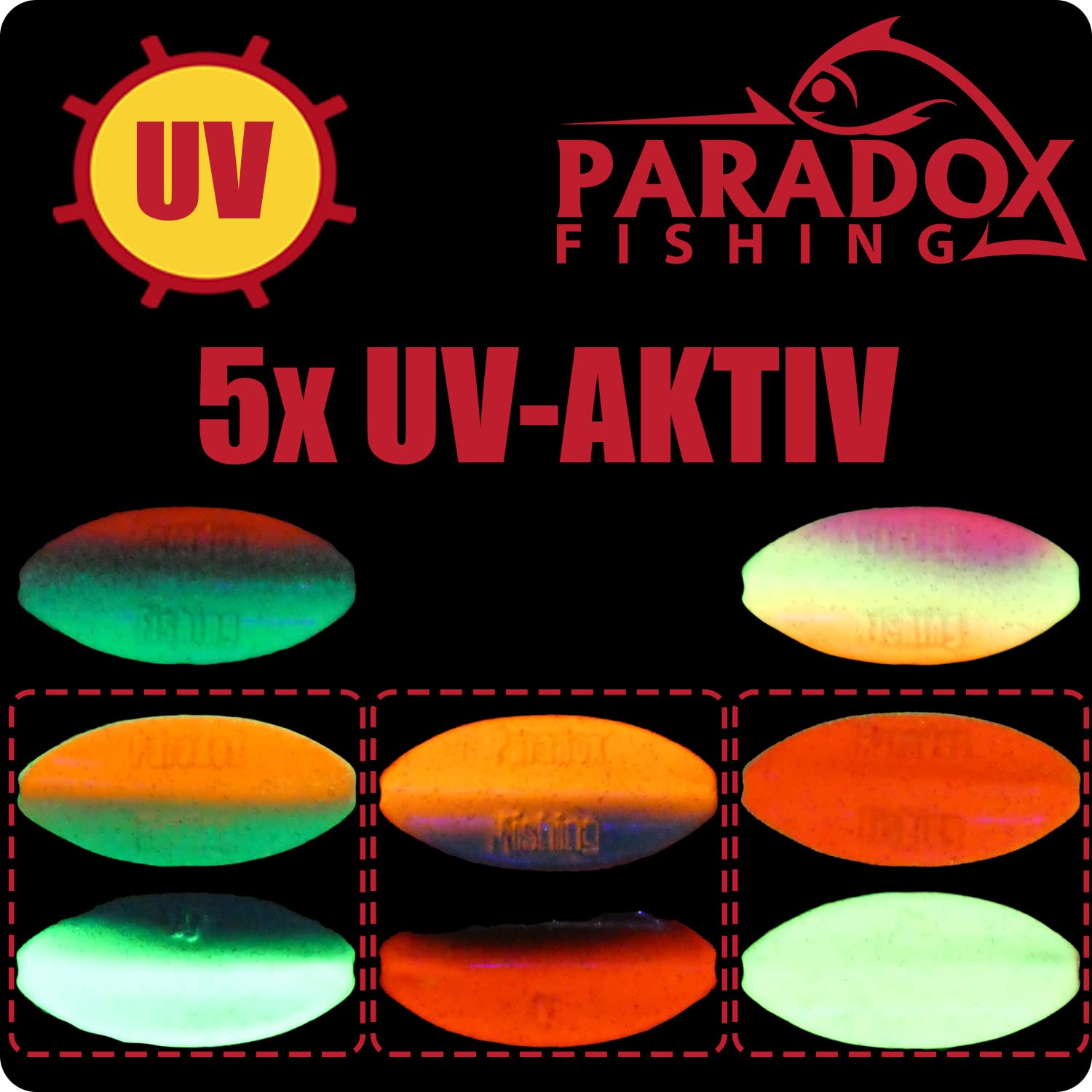 Paradox Fishing Lot de 5 clignotants de continuité 2,0 g/3,5 g I Wing Inline Spoon I Appâts à truite pour pêche à la truite
