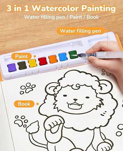 Miniatura 3 de JoyCat Paint with Water Coloring Books for Toddler, Watercolor Painting Sets for Kids Ages 1-3 2-4, Arts and Crafts Drawing Activities Toy Birthday