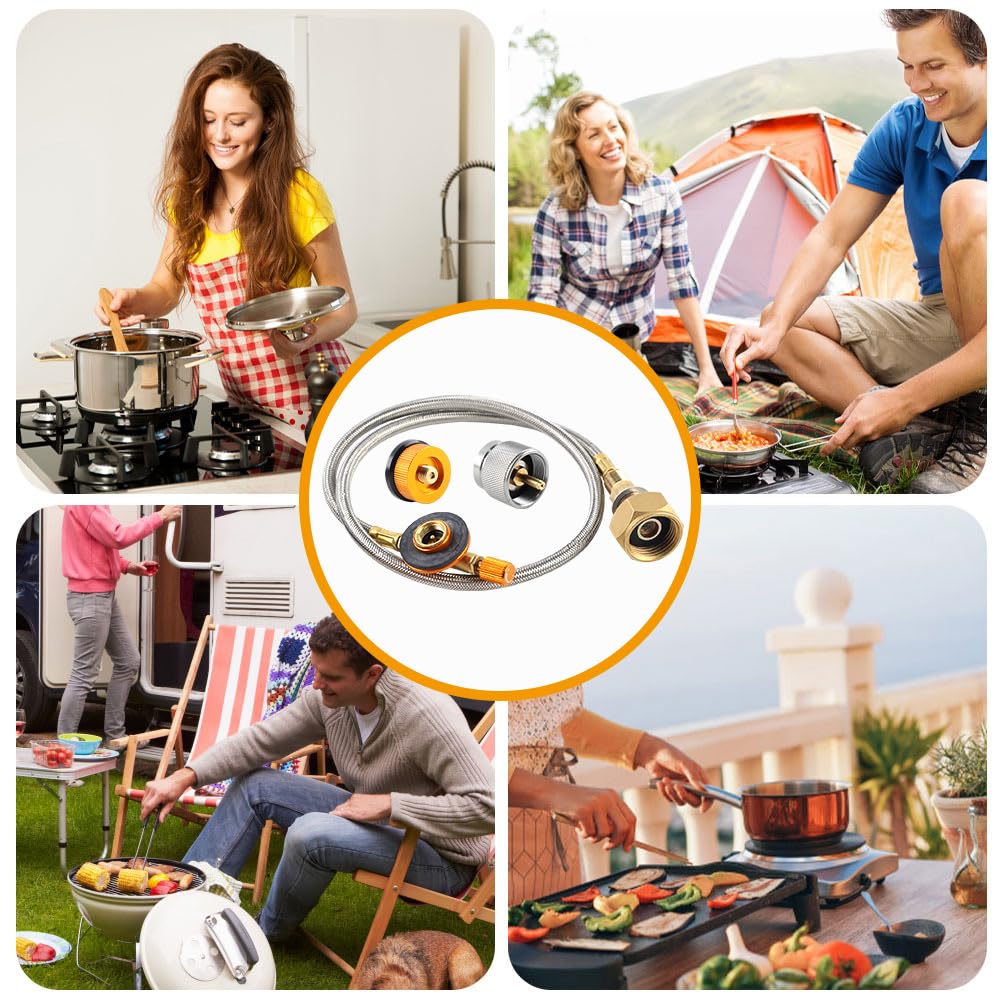 Adaptateur GPL Bouteille de Gaz, Adaptateur Cartouche Camping Gaz | Facile à Utiliser, Adaptateur de Propane Tuyau de Rechange pour Convertisseur Cuisinière à Gaz Extérieure