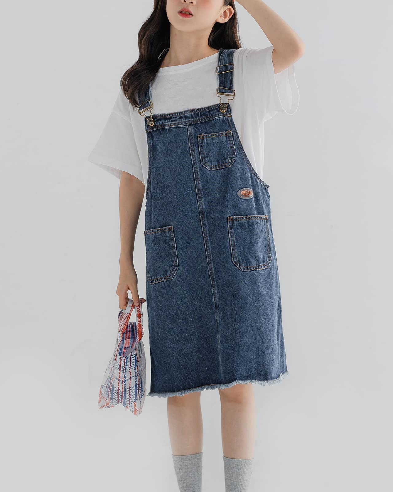Peto Vaquero Falda Niñas Denim Vestido Dungaree Vaqueros Vestido Peto de Falda Peto Monos sin Mangas