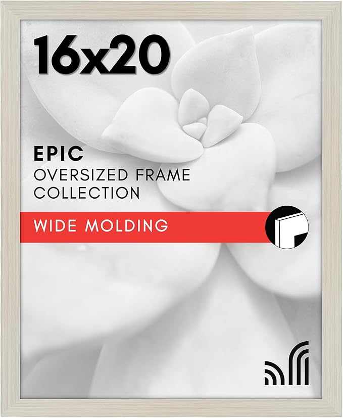 Americanflat 16x20 Picture Frame with Polished Plexiglass - Wide Picture Frames Made of Engineered Wood for Vertical or Horizontal Wall Display - Epic Collection - Light Wood