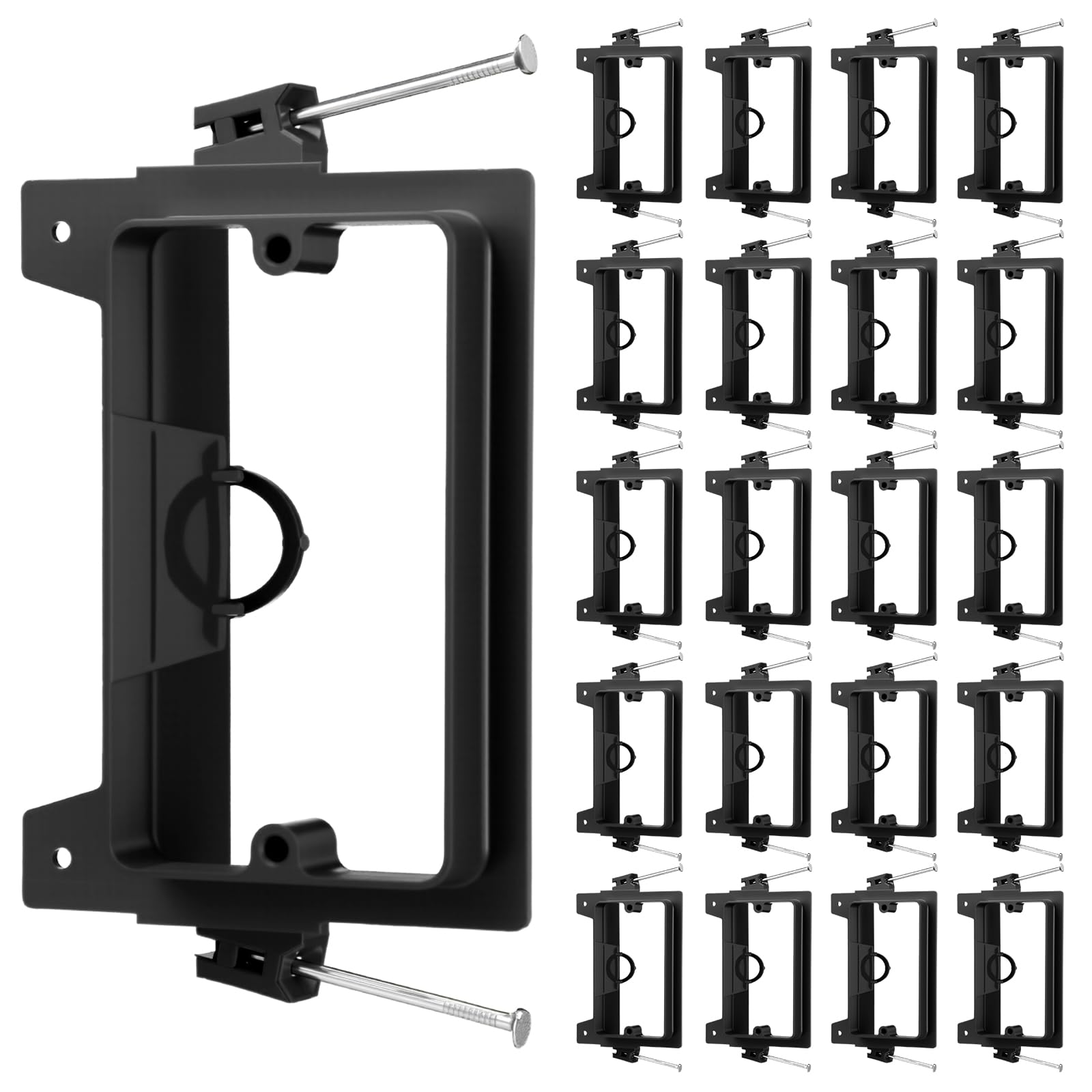 Gerrii 20 Pack Low Voltage Mounting Bracket, Screw on Single Gang, Black