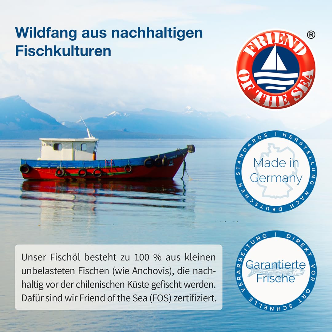 Omega 3 Kapseln hochdosiert - Vergleichssieger 2026 - nur 1 Kapsel täglich - 400mg EPA + 300mg DHA - ohne Aufstoßen - hochreines Fischöl in Triglycerid-Form, laborgeprüft - White Omega PLUS