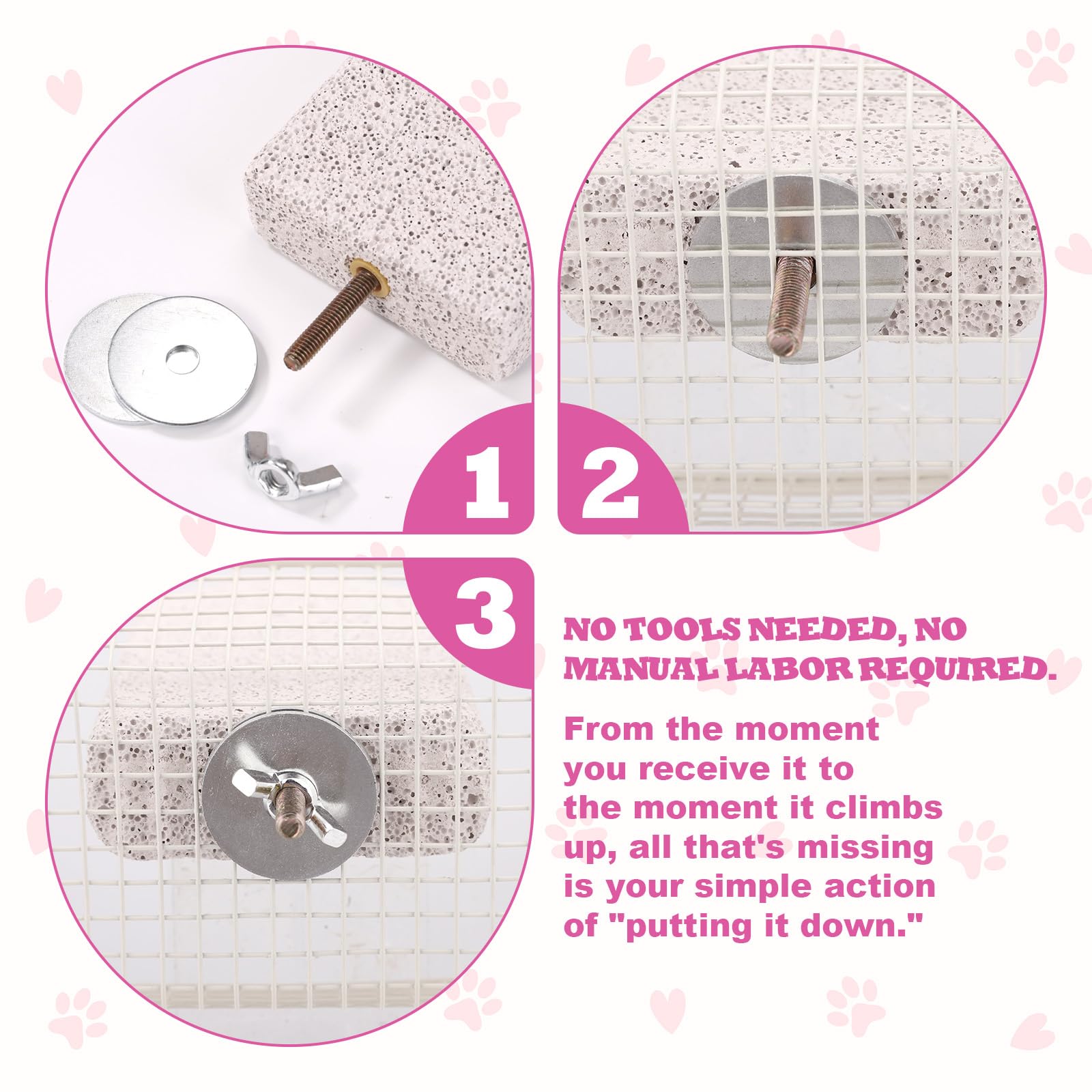 Lot de 2 Plateformes d'escalade en Lave et en Pierre Ponce pour Chinchillas, Écureuils Cochons d'Inde et Hamsters Jouet à Mâcher pour User Les Dents Accessoires de Cage (Petit)
