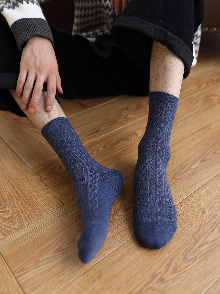 Calcetines de Lana de los Hombres Invierno biness cálido Regalos de los Calcetines de los Calcetines de la Raya del otoño (Color: un tamaño: 38-44) (Color : A, Size : 38-44)