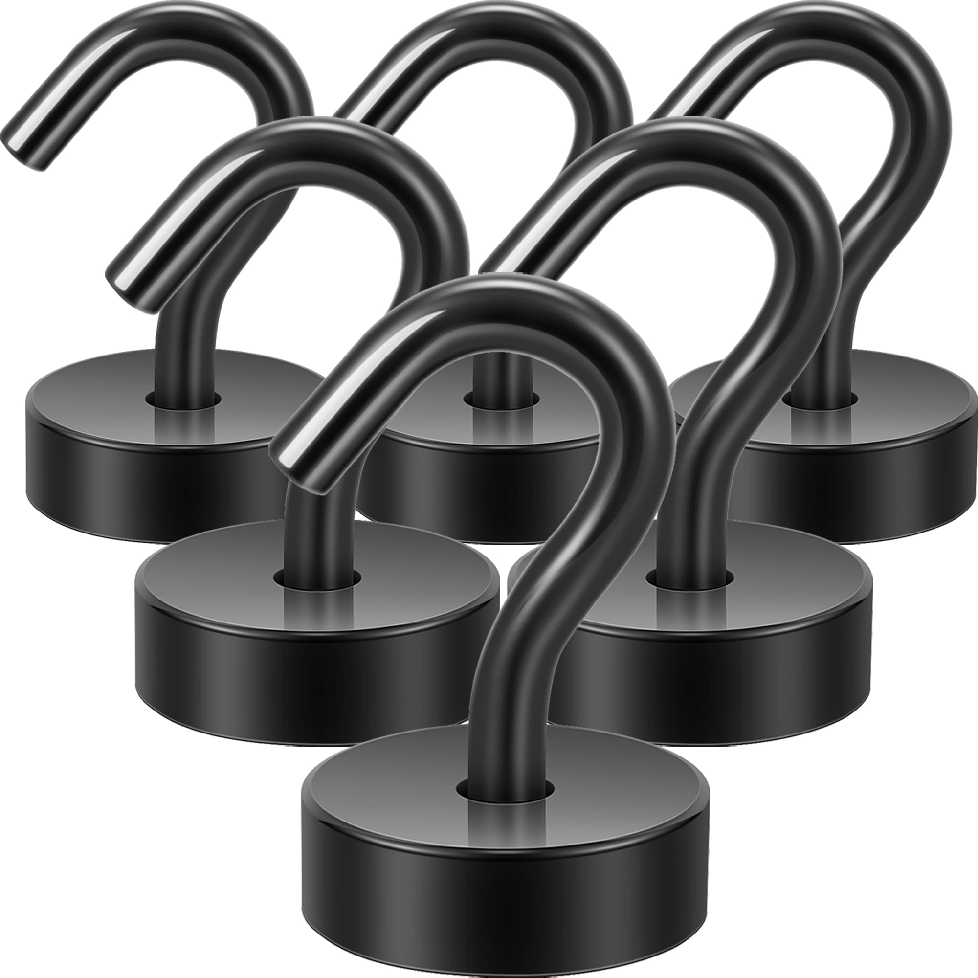 Neosmuk Neodymium Magnetic Hooks, 12 kg, Black, 6 Pieces โ image 1