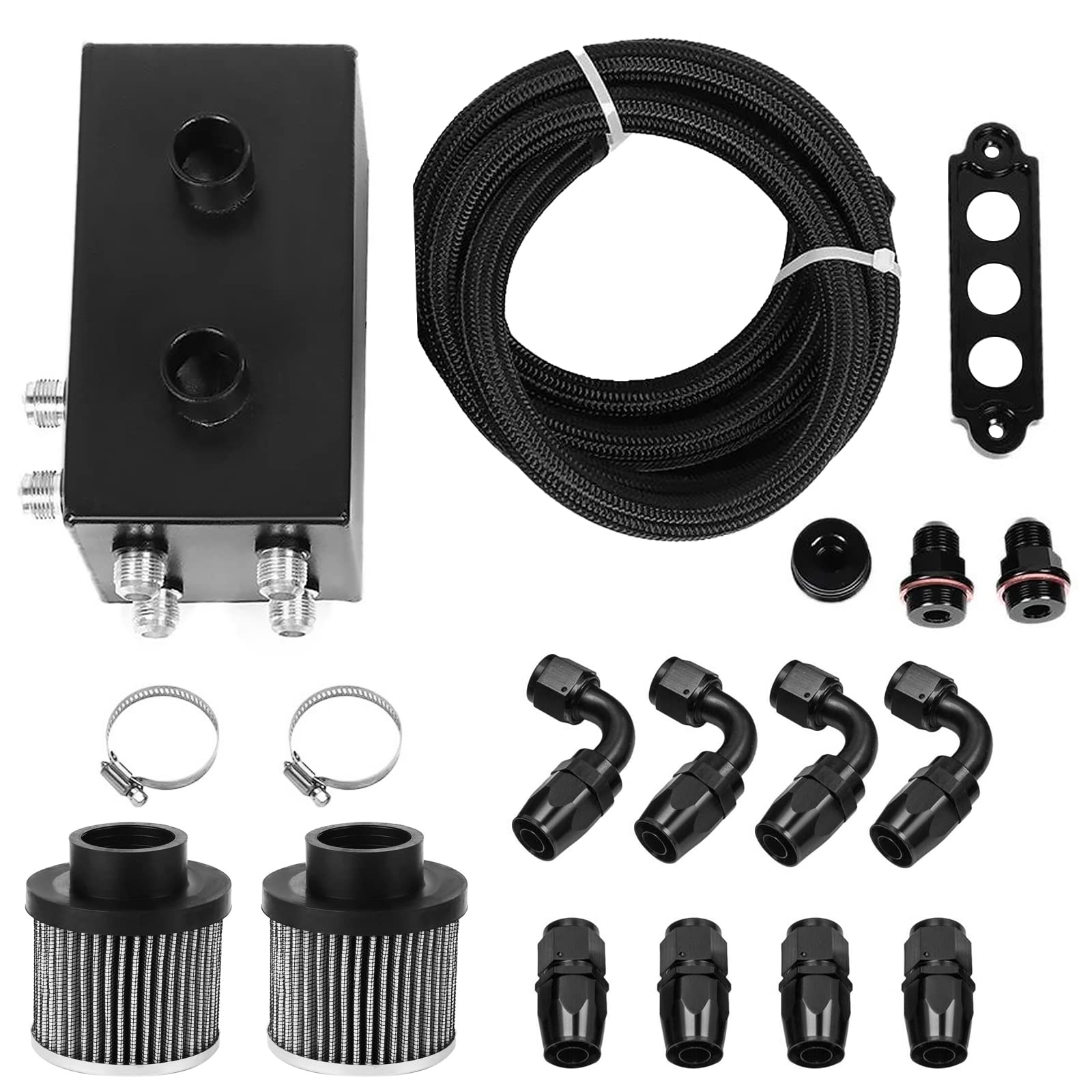 AN10 Oil Catch Can Reservoir Tank Baffle Filter for Honda Acura Integra EK Black