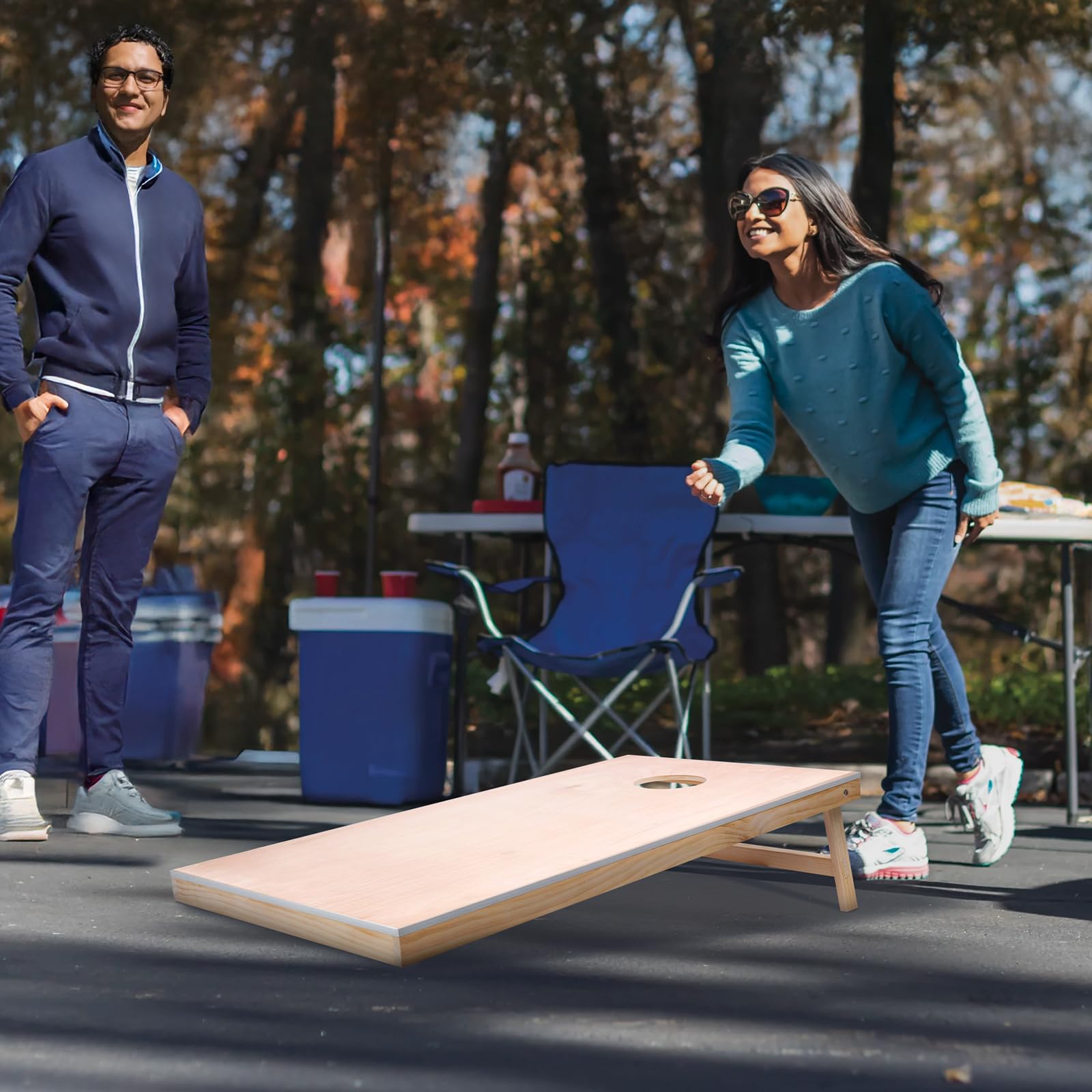 VEVOR Cornhole Spiel Set (1255 x 600 x 302 mm) Cornhole-Spielbretter, tragbares Wurfbrett aus Massivholz, Cornhole-Spiel für Erwachsene, inkl. Tragetasche, für Garten Hinterhof Strand Camping