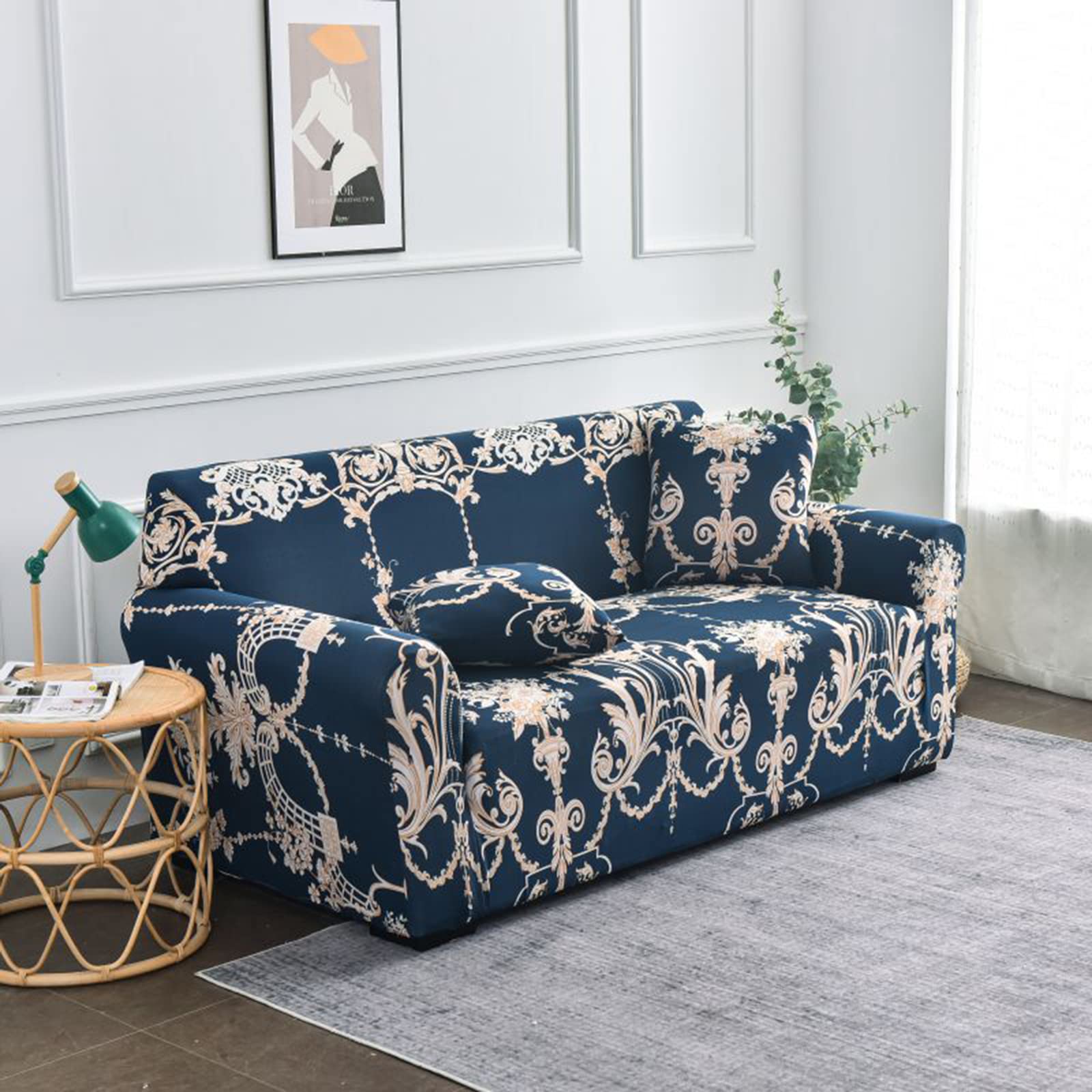 Housse de protection pour causeuse extensible imprimée grand canapé