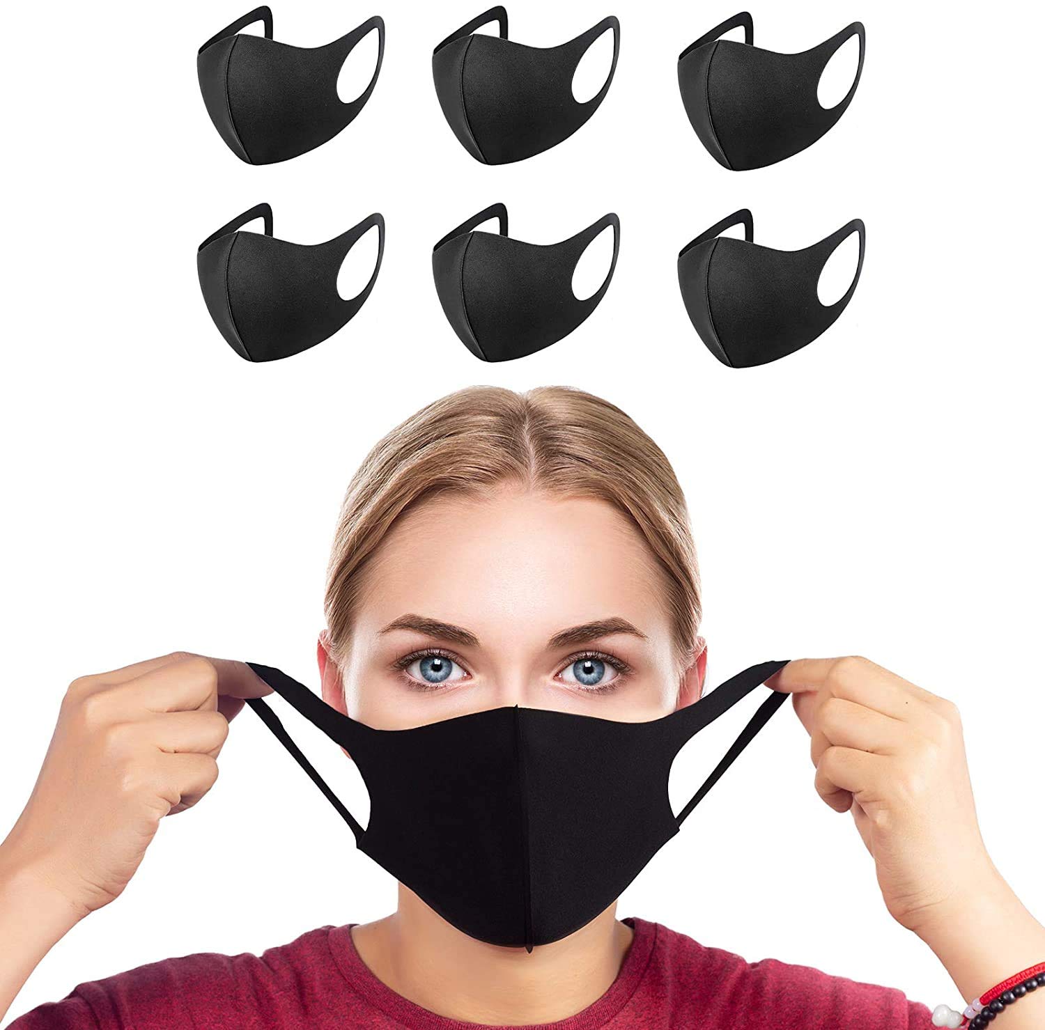 YUSONGIRL Face Reusable Protection 6 Pack Fashion Unisex Washable Reusable Black Cotton Mouth Face Protection from Dust Pollen Pet Dander Fashionable Anti-Smog for Outdoor Activities (Black) (Black)