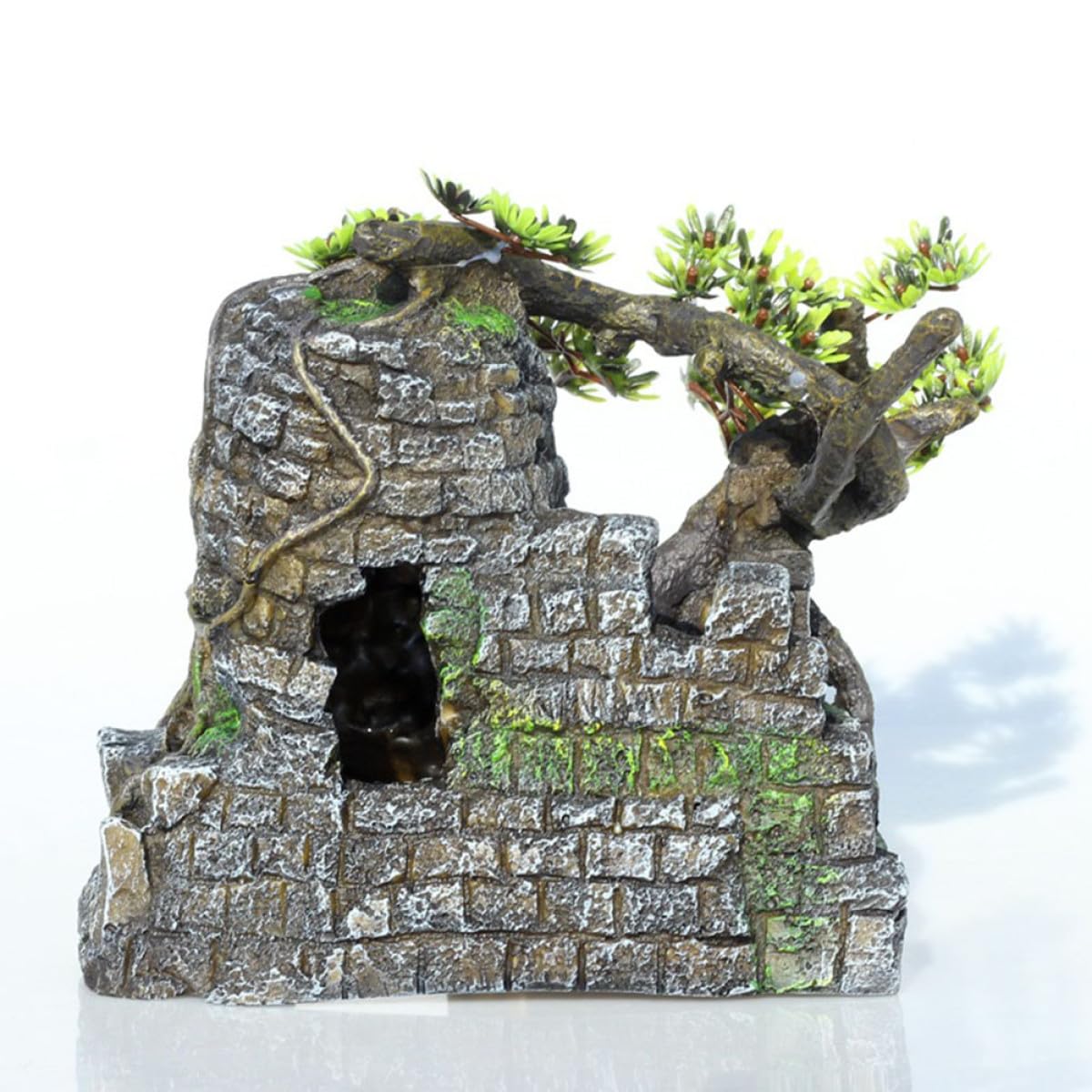 Décoration D'aquarium en Résine, Château Bouddha Simulation Grotte Cachée pour Poissons, Ornement Paysager 1 Pièce, Adapté Eau Douce et Eau Salée, Abri Décoratif pour Aquarium