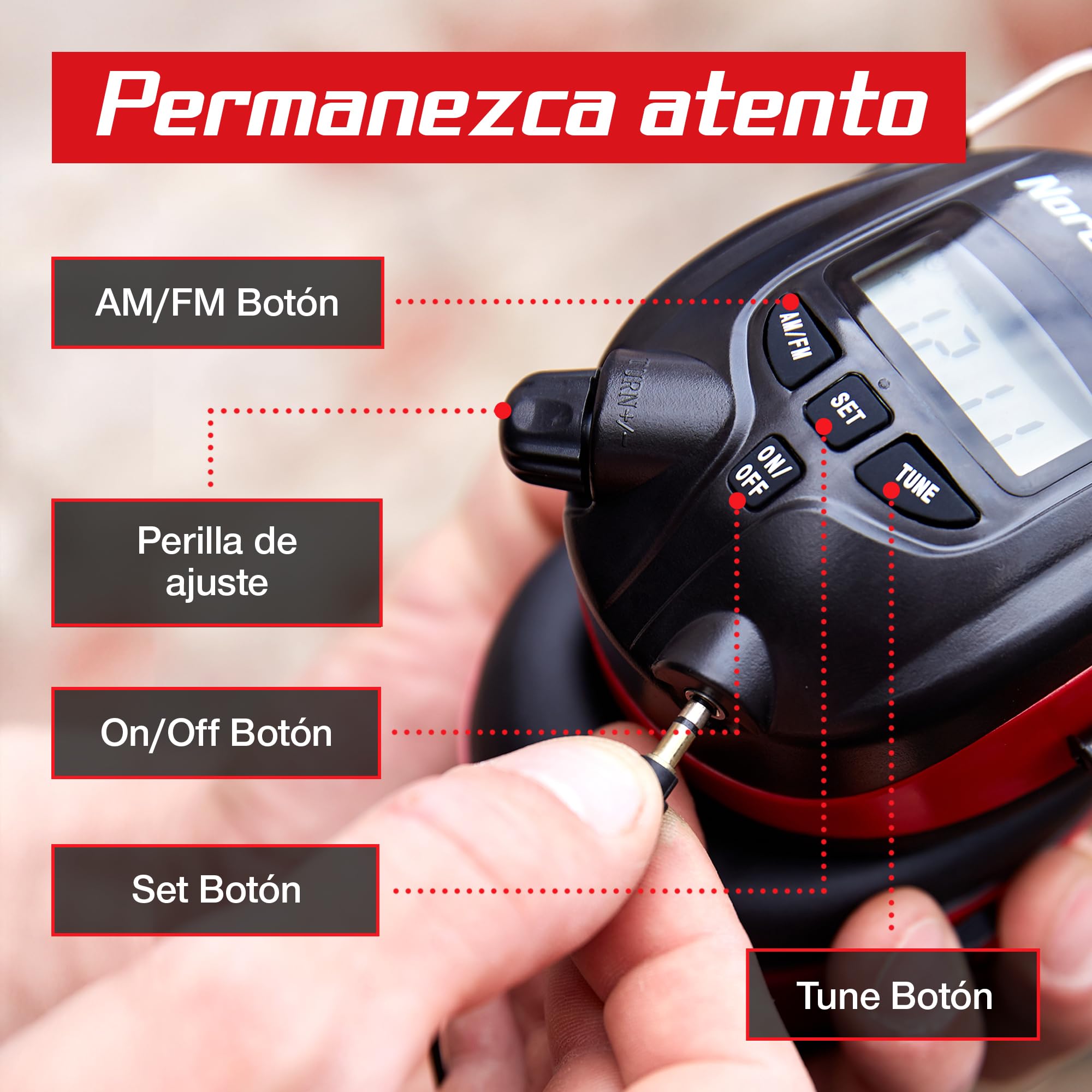 Nordstrand Protector para Oídos Defensores Auditivos - NRR 25dB - Radio FM/AM - Estereo Entrada de Audio