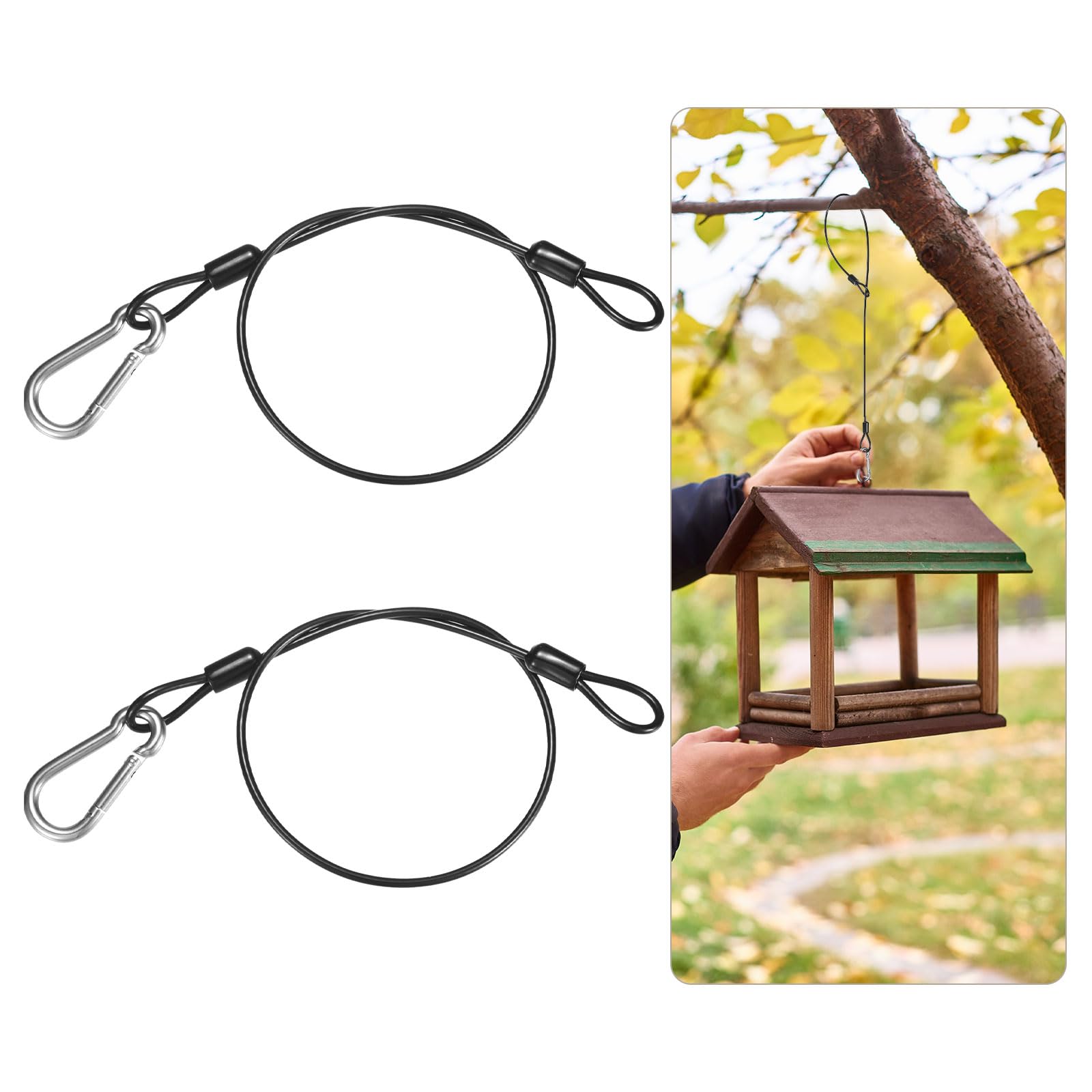 M METERXITY 2-Pack Bird Feeder Hanger with Snap Clip 45cm/18in, Black