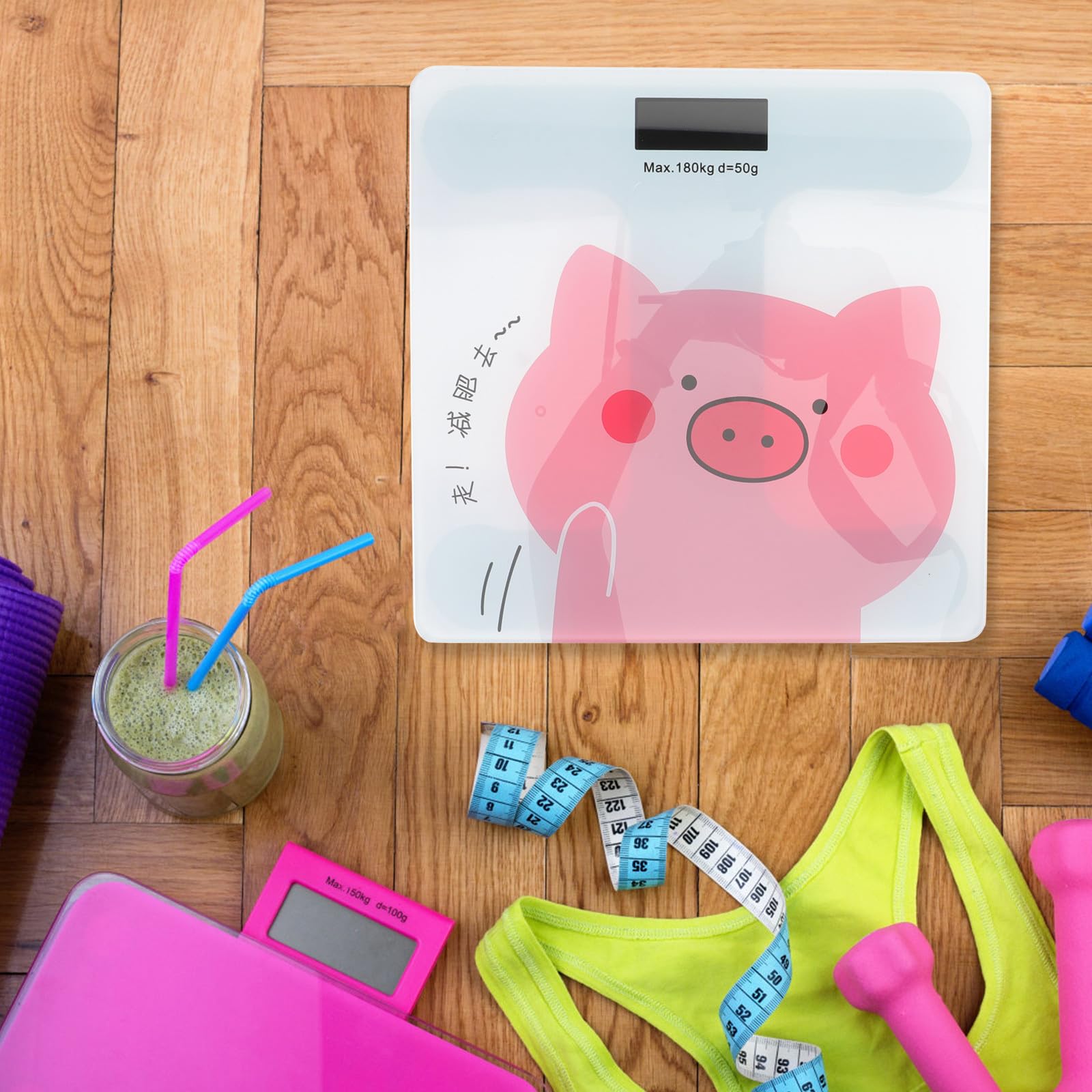 Vaguelly Pèse-personne Numérique Grand Écran Lcd et Verre Trempé, Balance Corporelle Automatique Précise Batterie Intégrée pour Maison et Salle de Bain