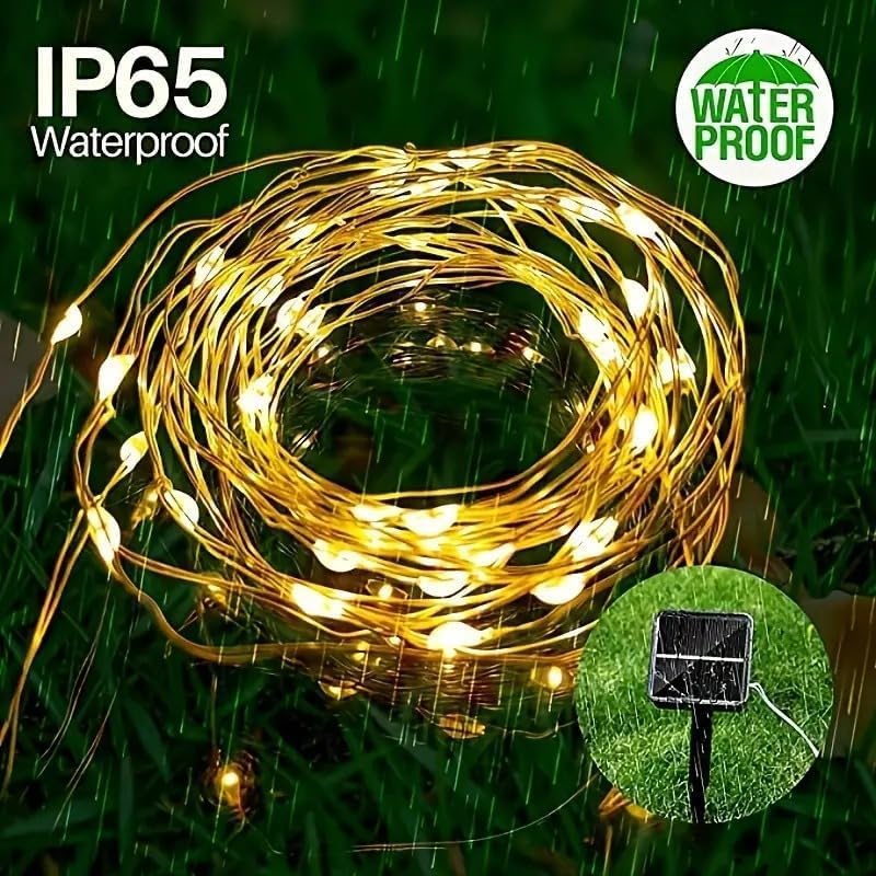 Image of AERYS Solar Fairy String Light 200 LEDs 22 Meter Inbuilt Rechargable Batery IP65 Waterproof 8 Mode Copper Wire Outdoor /Indoor Solar Powered Led String Light Decorations for Garden Yard Balcony