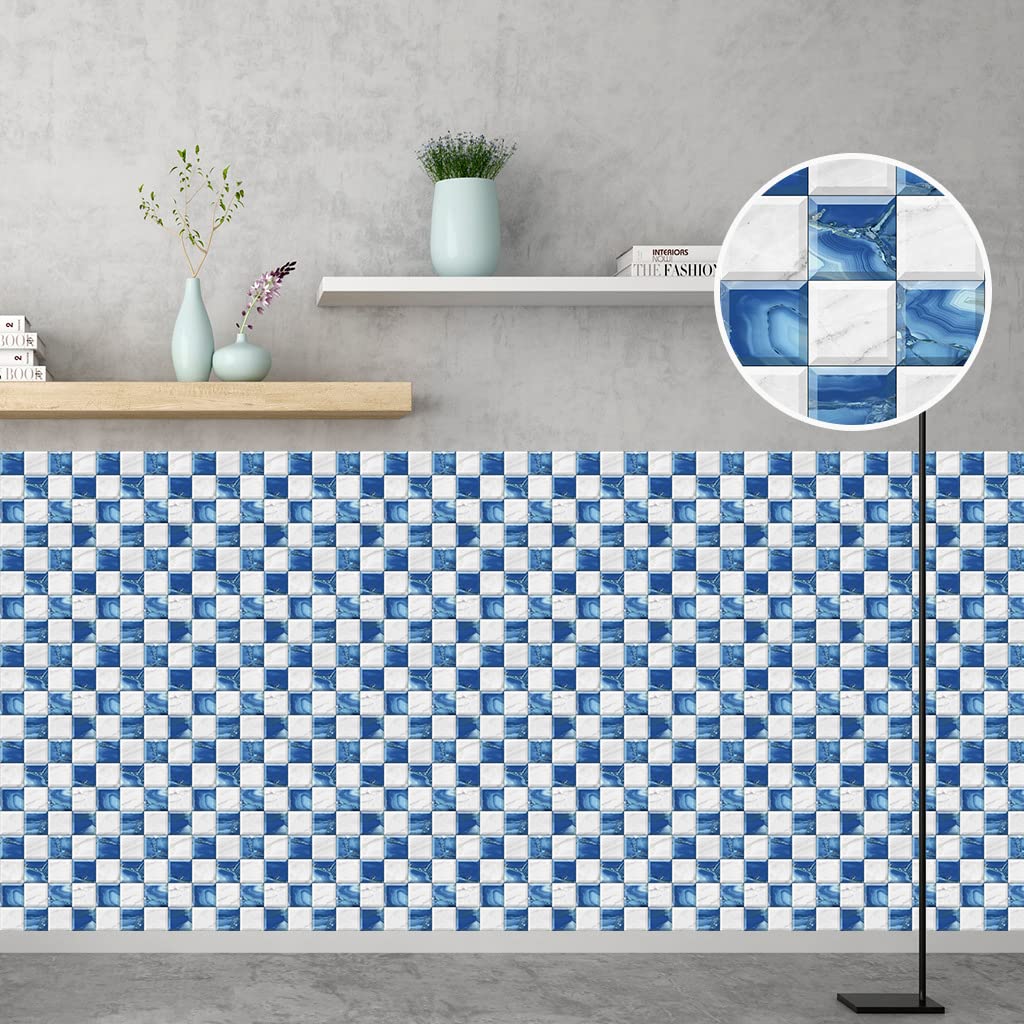 Adesivi Mosaico Per Cucina E Bagno - 20 Pezzi Stile Mosaico Viola 15x15cm, Impermeabili E Facili Da Applicare