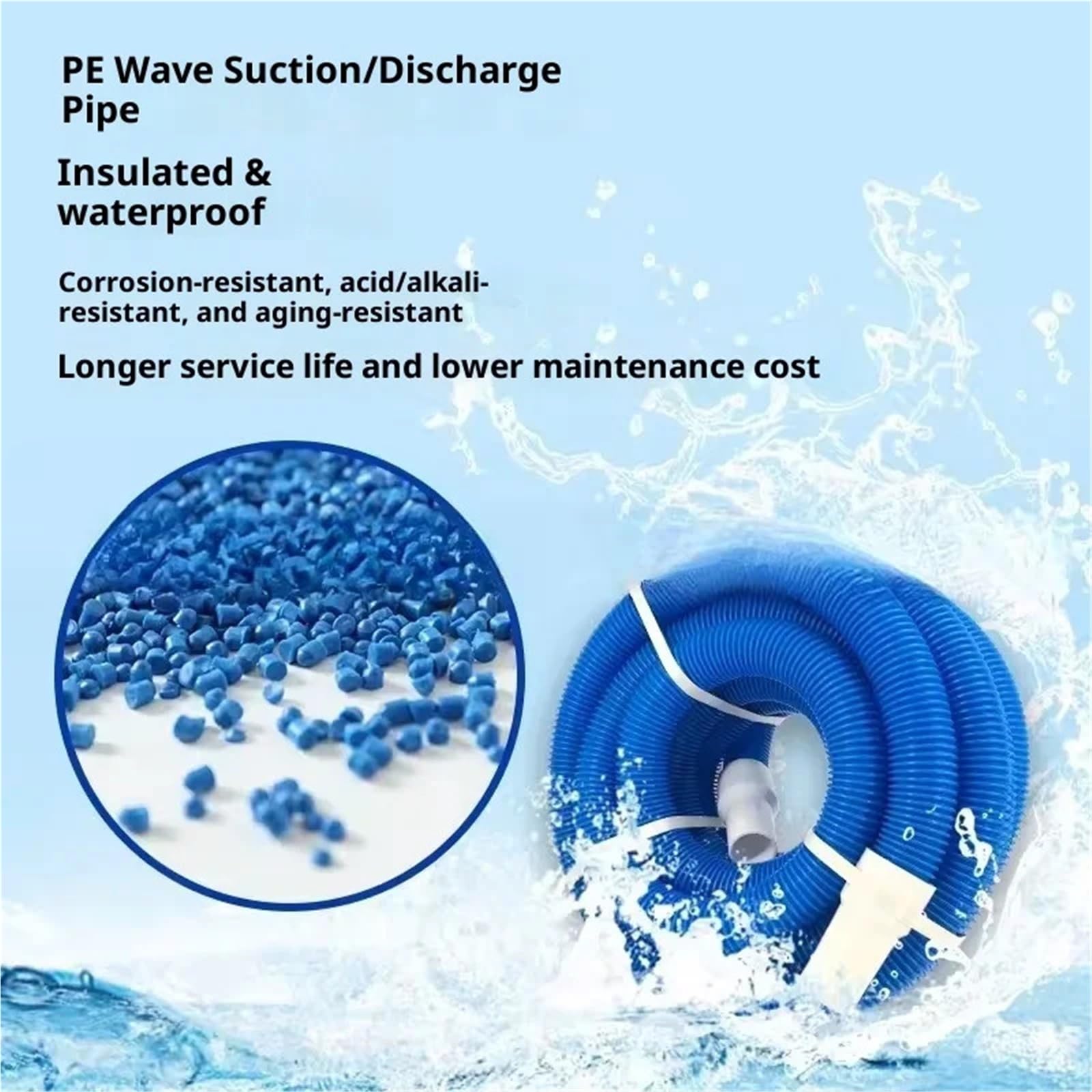 Manguera de PE for aspiradora piscina (1 unidad): flexible y resistente al desgaste, ideal for un mantenimiento limpieza eficientes Para Uso Diario en Piscinas y Spas(9 m)