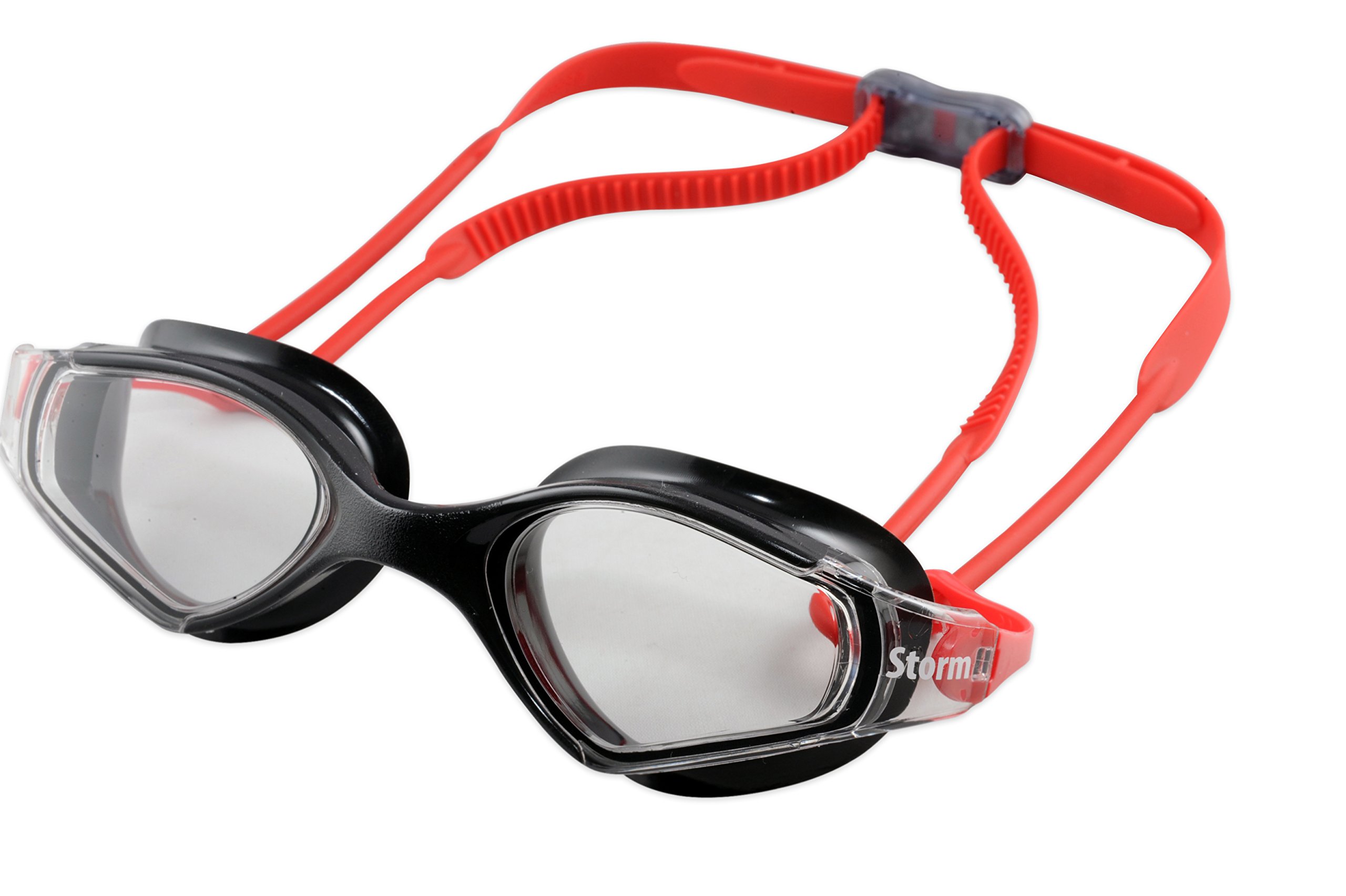 Storm Bluefin okulary pływackie fitness - czarny/czerwony z przezroczystymi soczewkami
