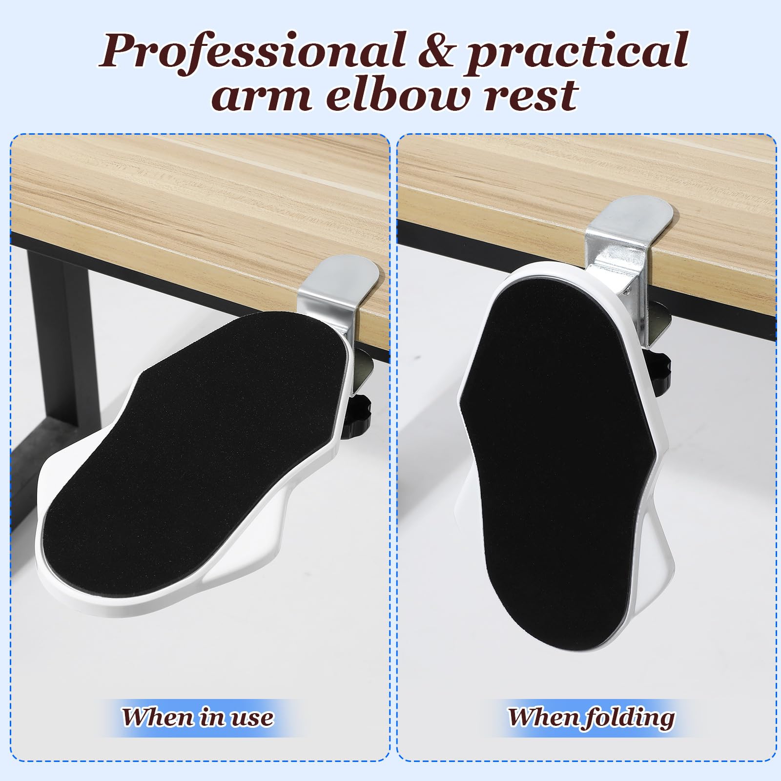 Abaodam Poggiabraccio per Scrivania Pieghevole Morsetto, Supporto Ergonomico in Abs e Ferro, Estensione Comoda per Uso Domestico e Postazioni Gaming