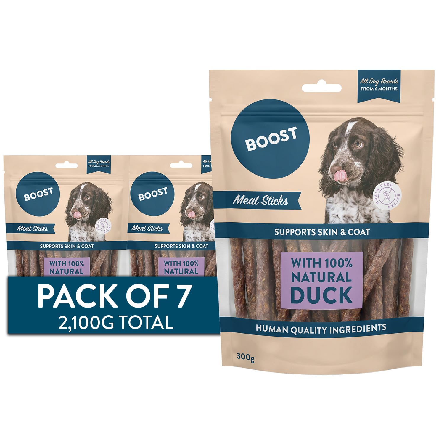 BOOST Meat Stick Dog Treat - Grain-Free Natural Snack, Duck, 7 x 300g