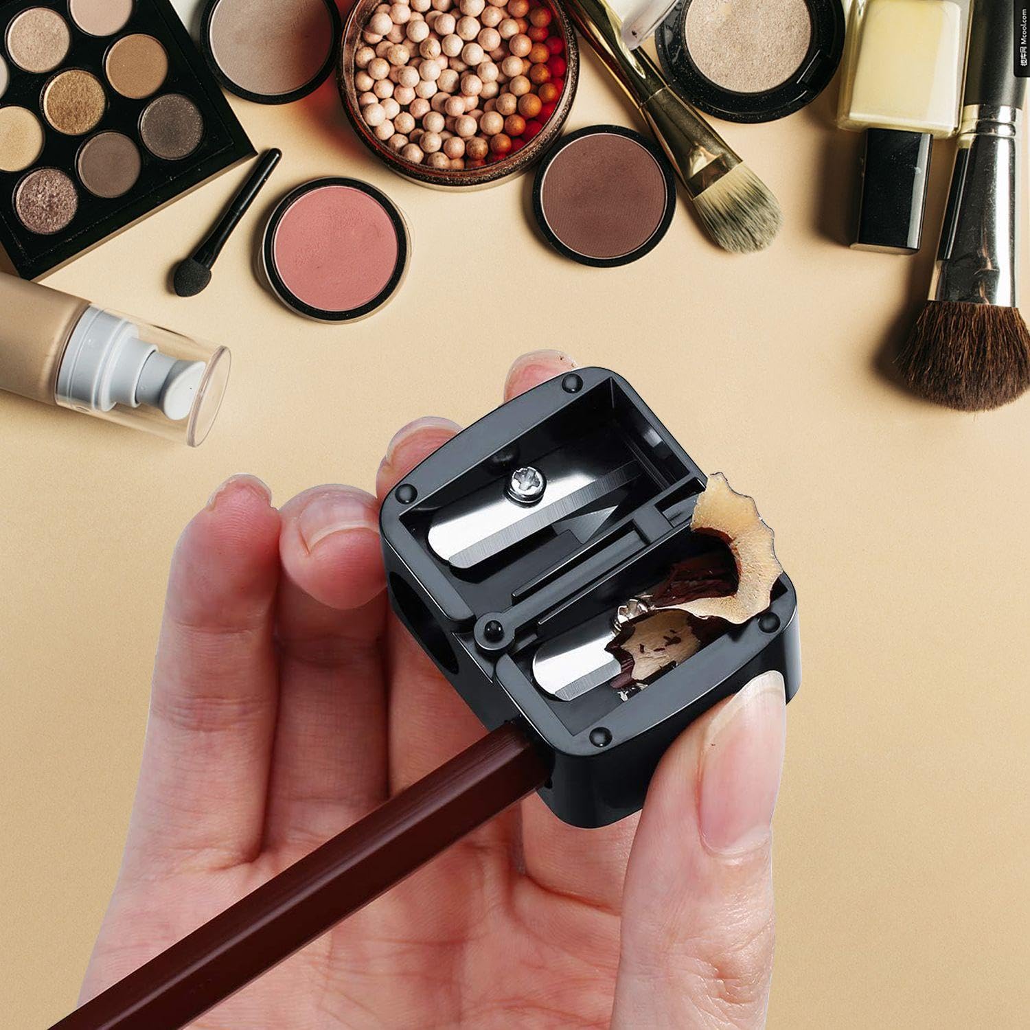 Affittatore A Matita A Doppio Foro E 2 Pezzi Mini Pennello Per La Pulizia, Affiliatore A Matita Di Plastica, Affilatura A Matita Portatile, Bobina A Matita Per Eyeliner.