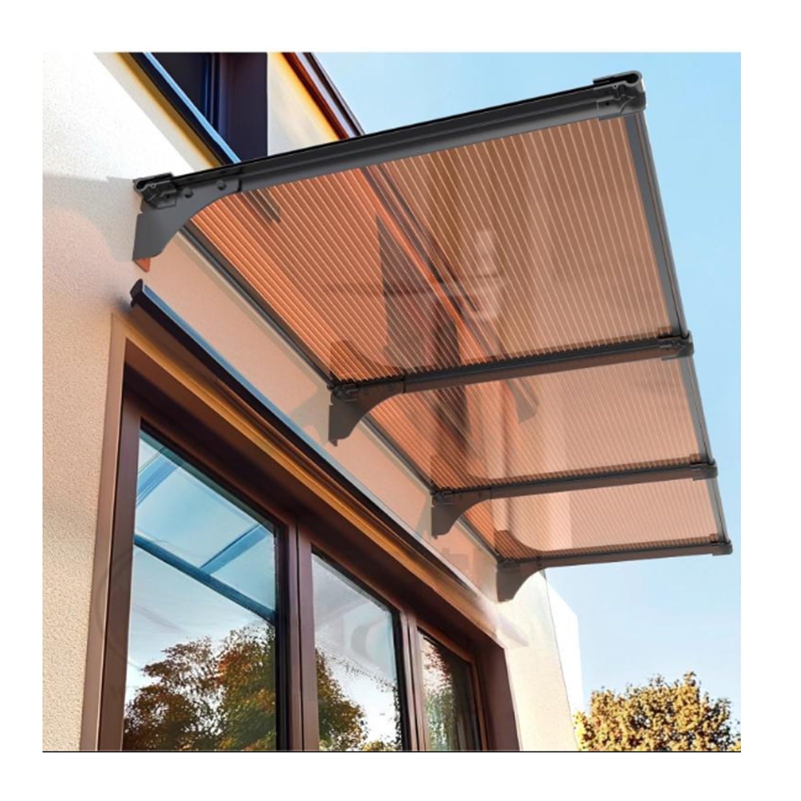 GJMSSMY Outdoor Door Canopy - 90x210cm Awning for Windows & Doors, Enhanced Straight Design, Weather Protection, Durable Polycarbonate Shelter, Stylish Entrance Cover