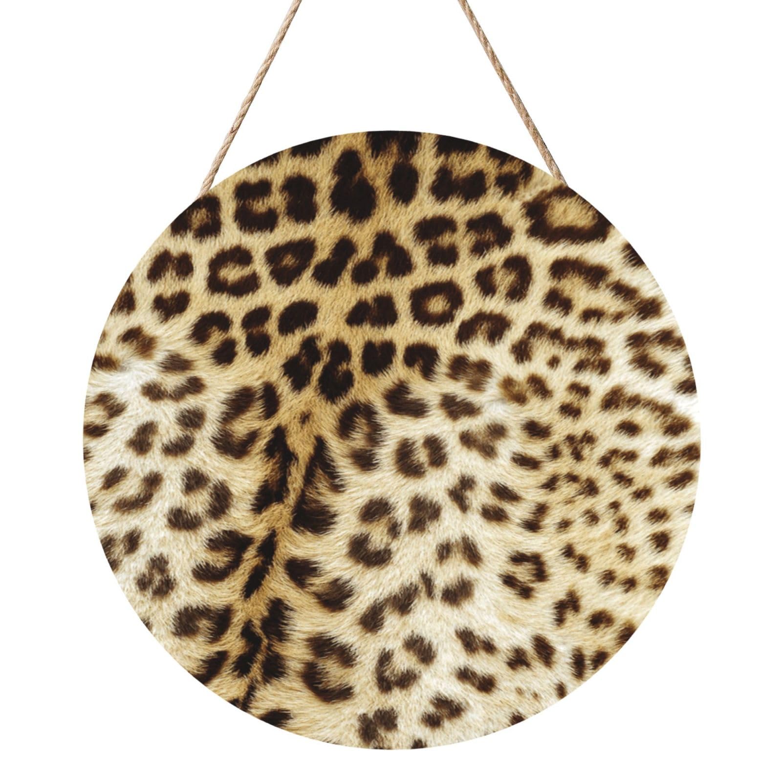 InOmak Leopard Skin Animals, Round Wood Panel Painting 12 in, Wall Hanging Painting For Home