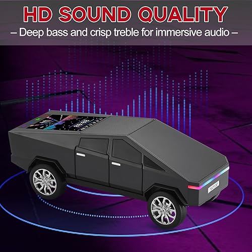 Miniatura 8 de Future Style Pickup Truck Replica Altavoz Bluetooth - Modelo inalámbrico portátil con pantalla de visualización, sonido HD, emparejamiento estéreo