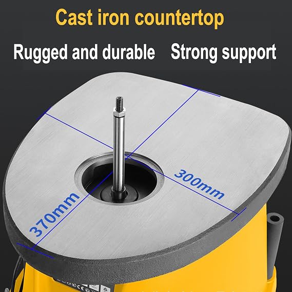 450W Oscillating Spindle Sander with Cast Iron Table, 5 Rubber Shafts, 3 Sandpaper Sets, Maximum Speed 2000 RPM for Woodworking Projects