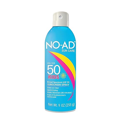 NO-AD KIDS SPF 50 - Protector solar en aerosol  No graso, impermeable y no tóxico  Protector solar para niños  Adecuado para todo tipo de piel