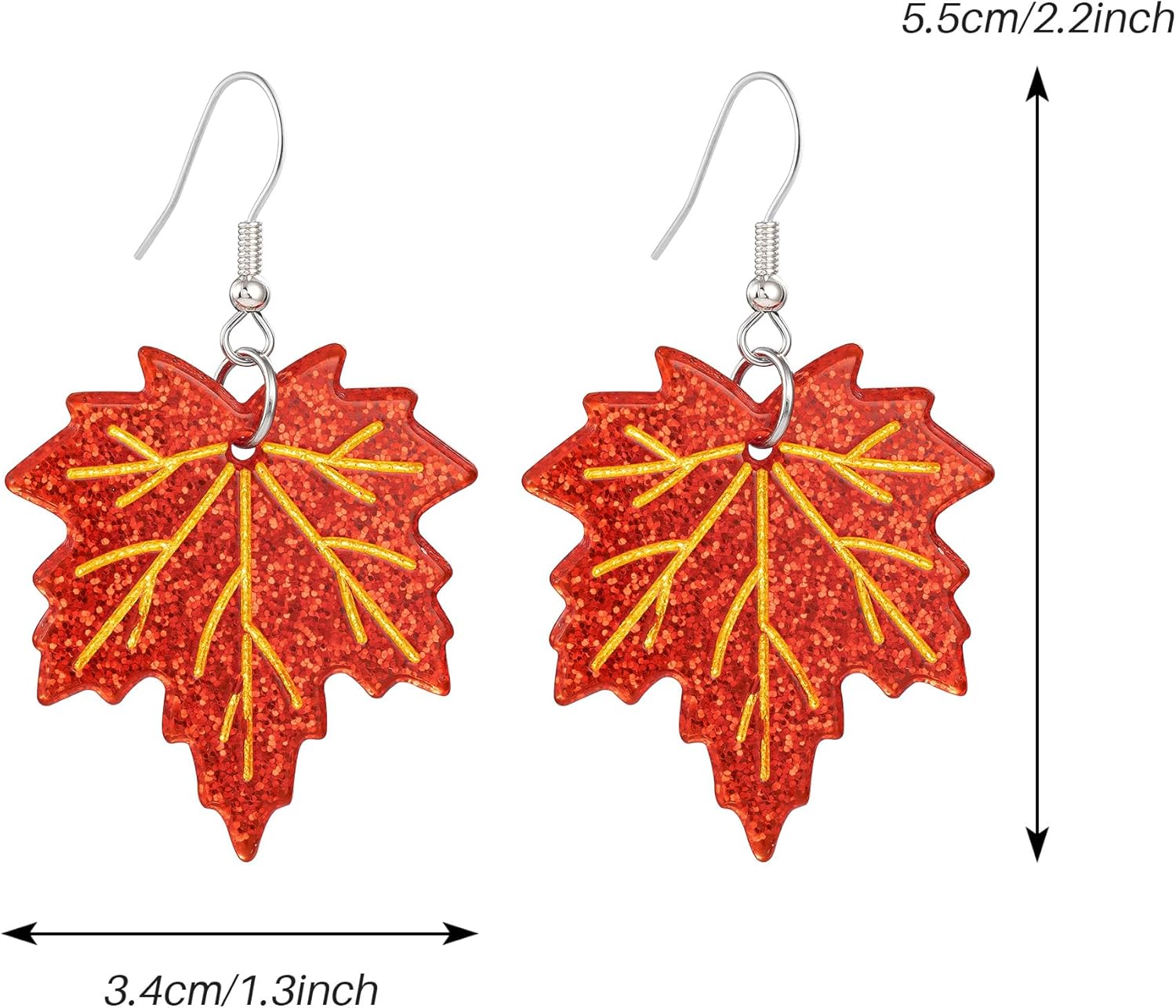 SELOVO Dangle Earrings for Women Orange Maple Leaf Drop Earrings Fashion Jewelry - Image 5