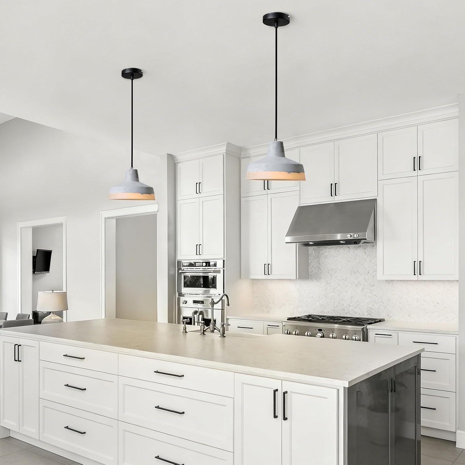 Modern Industrial Hanging Cement Lighting Fixture Concrete Light for Kitchen Island Dinning Room Bedroom Bedside Table Lights