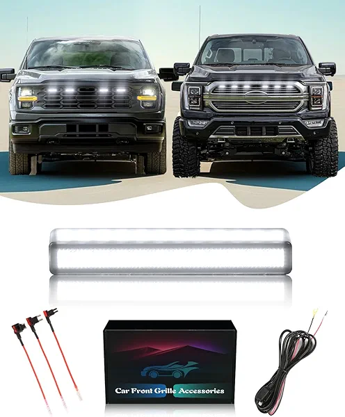 TBHOO Front Grille LED Lights for F150 2018-2025 Accessories Exterior Grill Trim Warning Lamp (White Lights, 6)