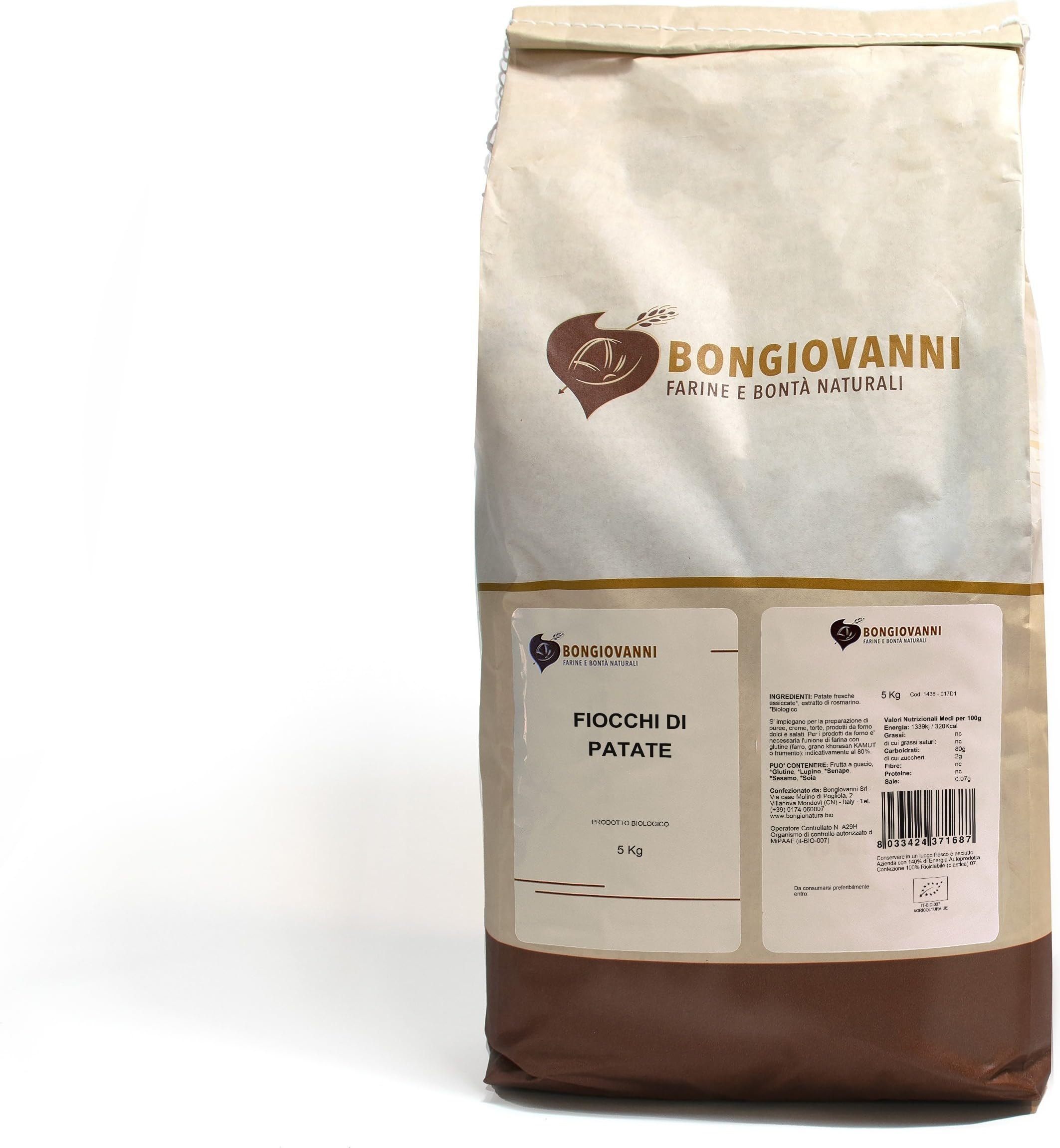 BONGIOVANNI FARINE E BONTA' NATURALI Fiocchi di Patate 5Kg BIO