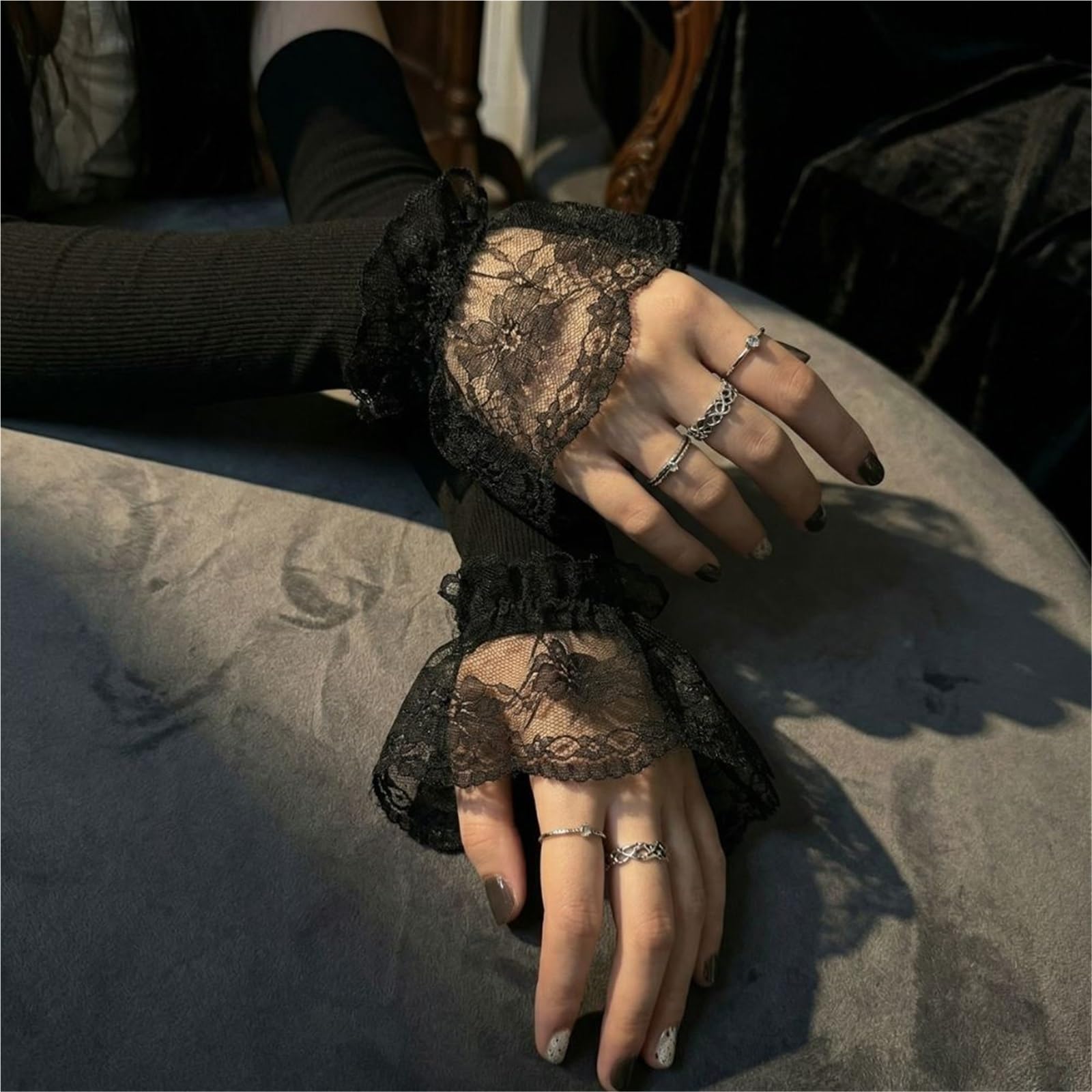 2 pares de guantes largos elásticos protección solar for mujer, sin dedos encaje elegantes, protector for el brazo Para Actividades Al Aire Libre Y Viajes
