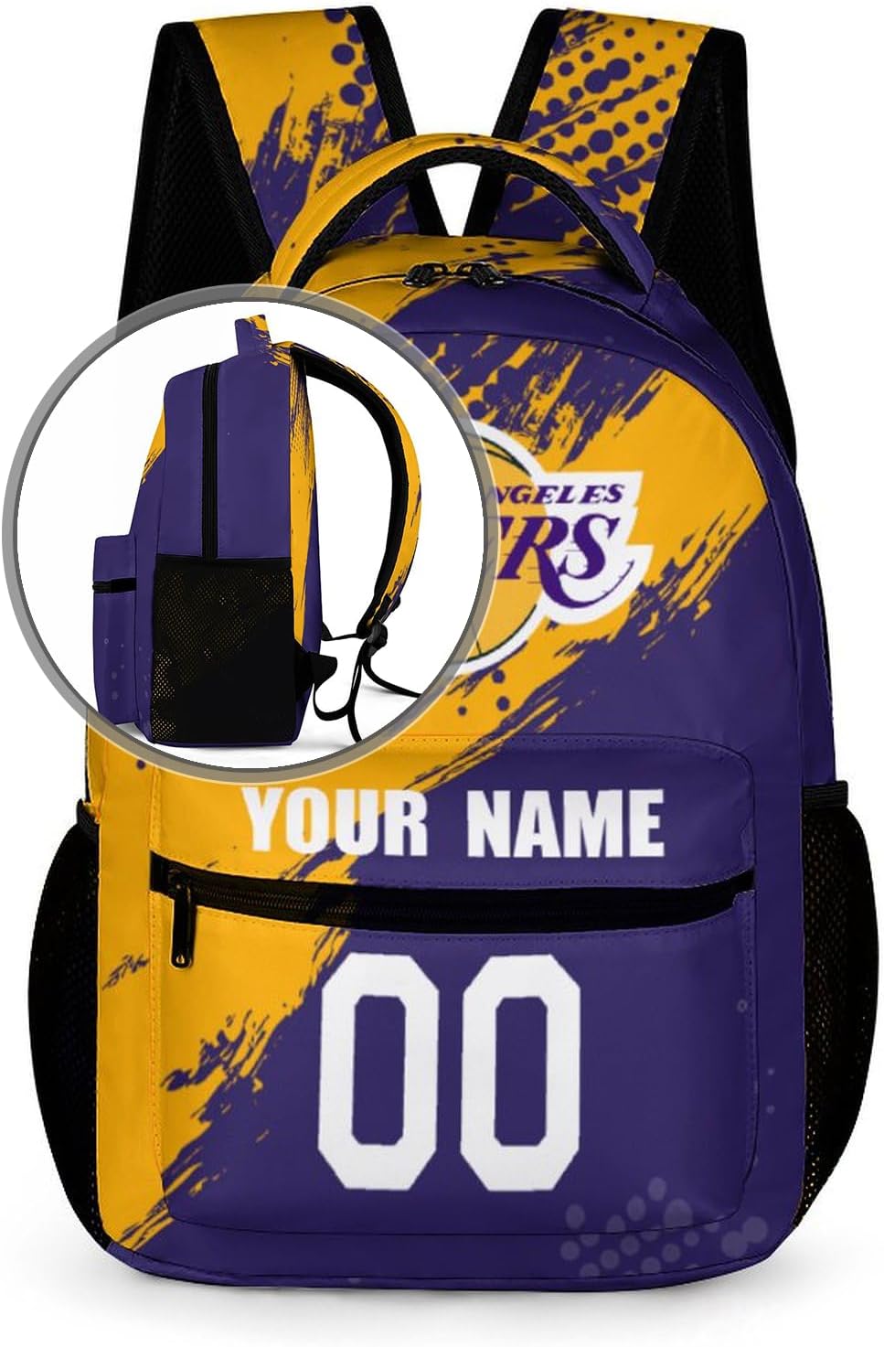 Custom School Backpack High Capacity Student Bag Basketball City Gifts for Kids Backpack Men Women, Add Name & Number