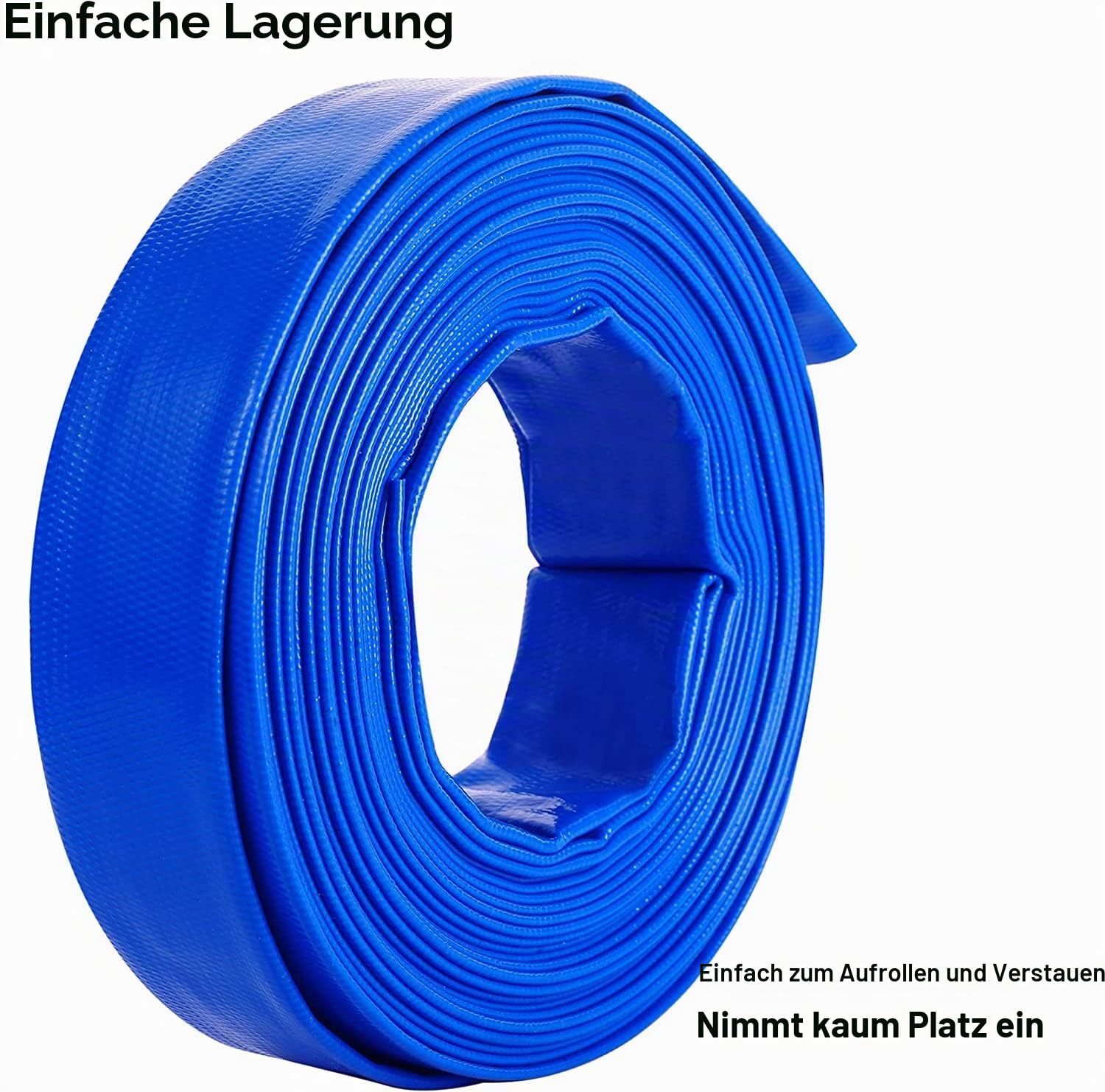 1 1/4 Zoll Ø 32 mm Flachschlauch 20M, Gewebeschlauch, Blau