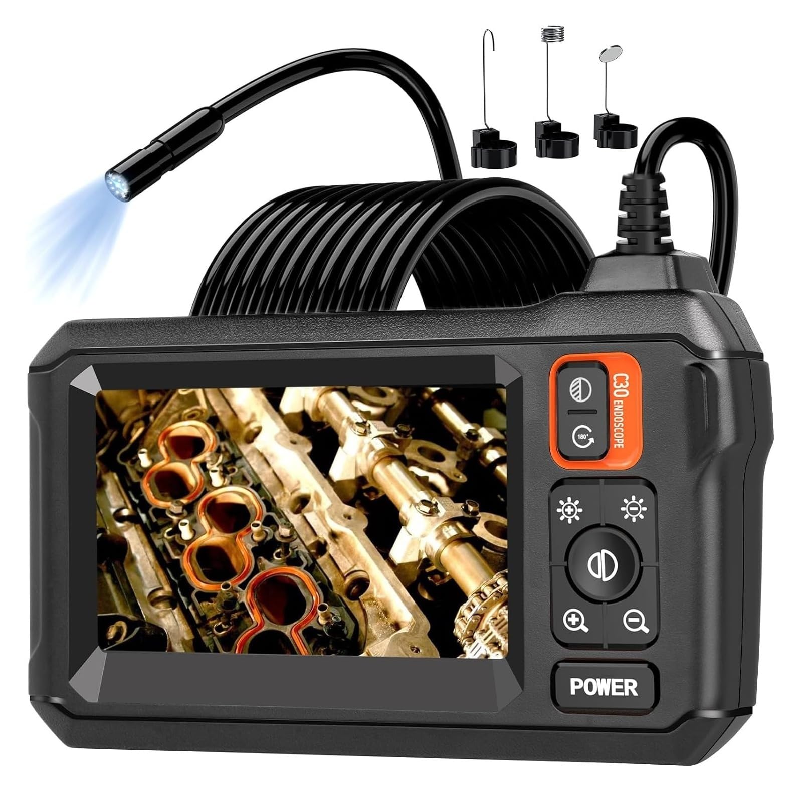 Periscopio, Schermo 4.3IPS, endoscopio industriale, telecamera LED impermeabile IP67 Tubo HD1080P, ispezione auto fognarie