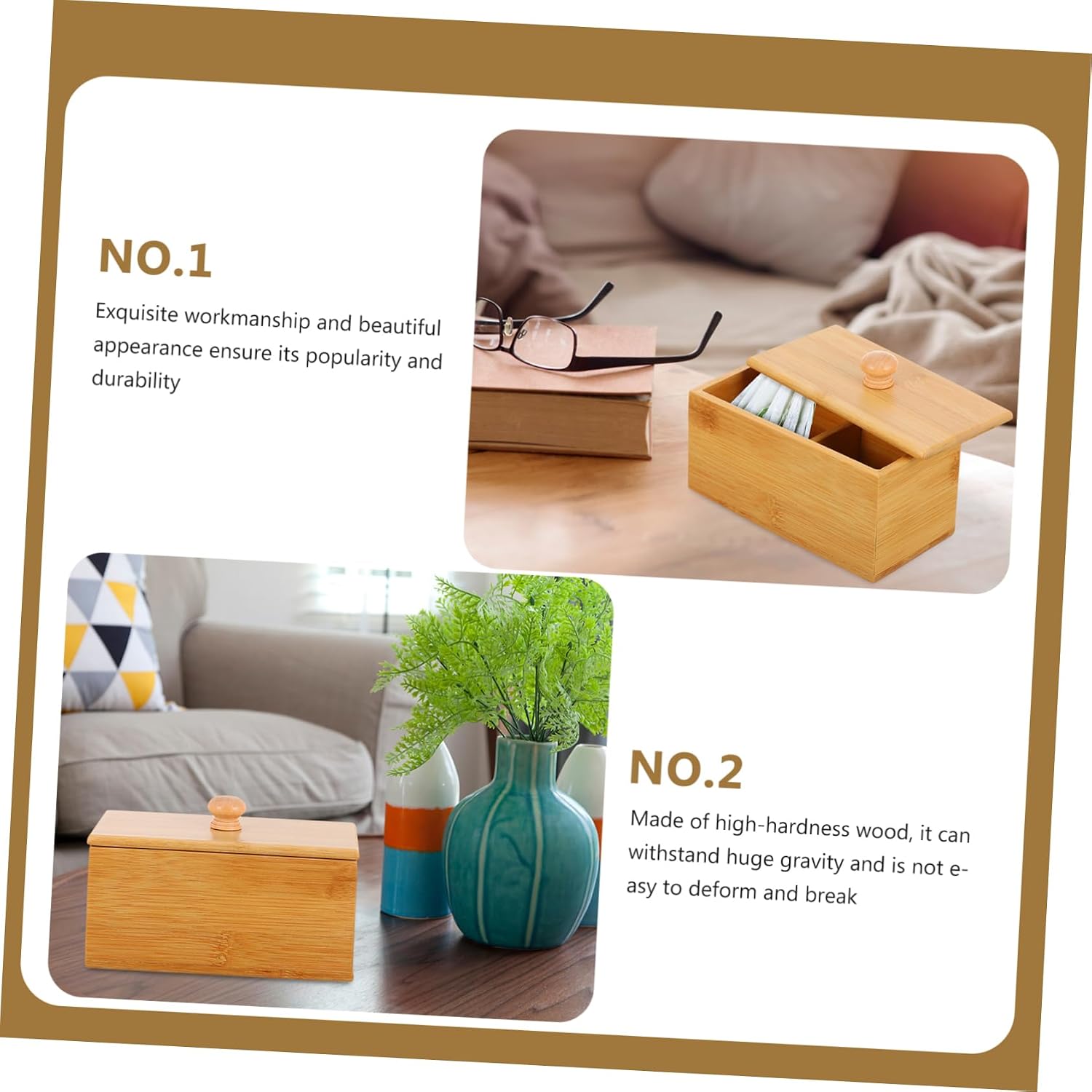 PRETYZOOM 1Pc Wooden Tea Storage Box with Double Compartment and Lid Coffee Sugar Bag Organizer Case for Kitchen and Office High-hardness Wood Tea Bag Holder with Craftsmanship